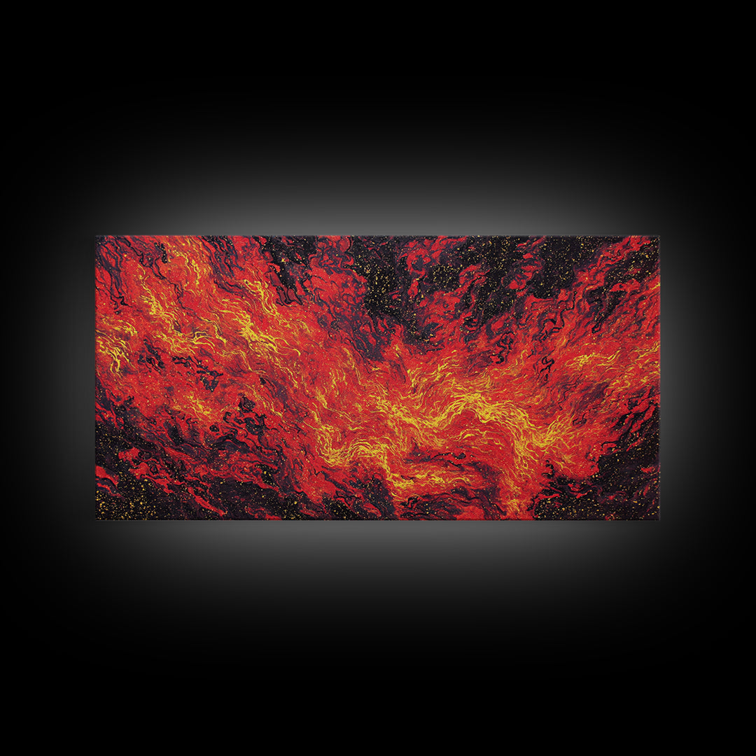 Fiery Red Lava Flow Canvas Print, Abstract Wall Art, Burnt Orange Art, Modern Home Decor, Bold Living Room Painting, Statement Piece