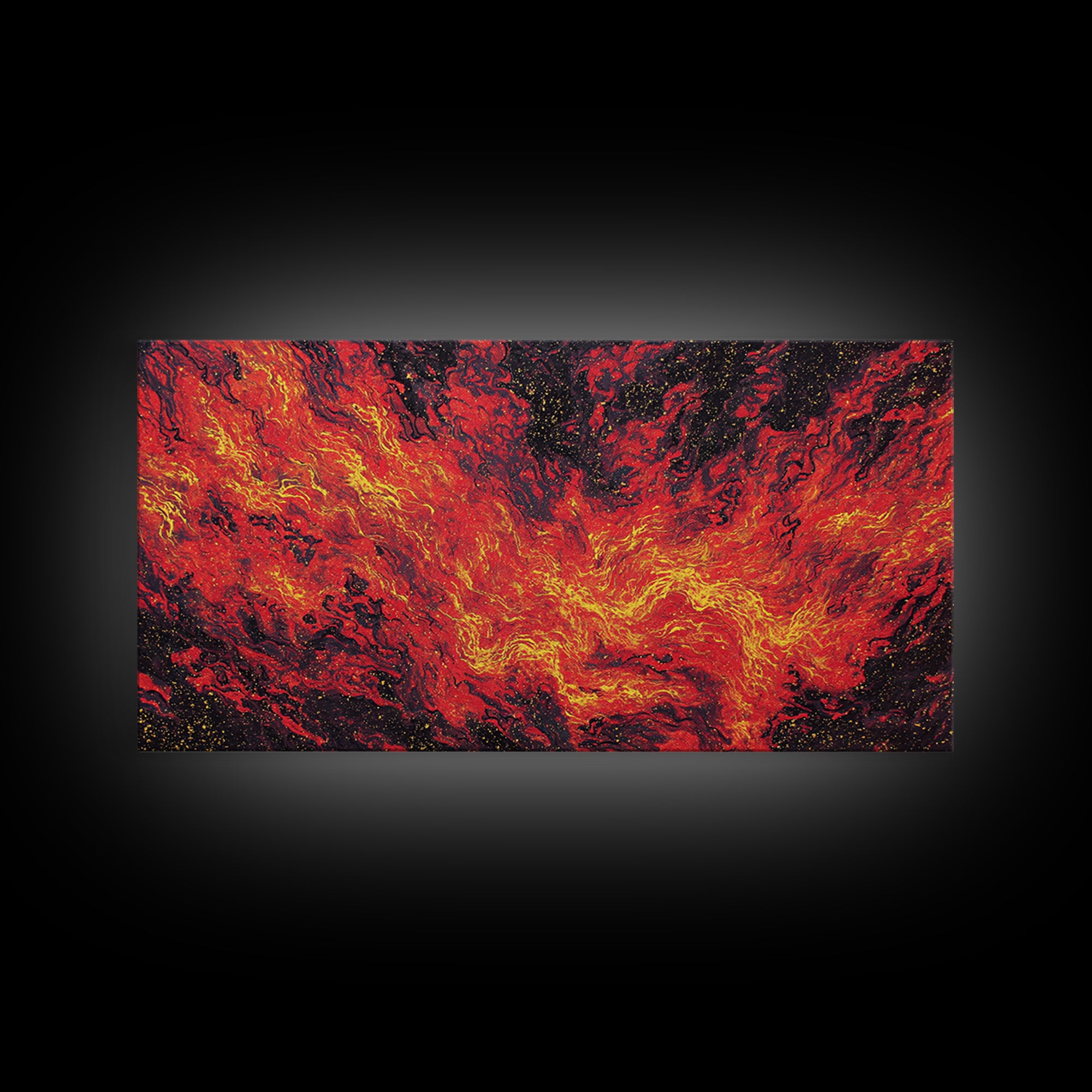 Fiery Red Lava Flow Canvas Print, Abstract Wall Art, Burnt Orange Art, Modern Home Decor, Bold Living Room Painting, Statement Piece