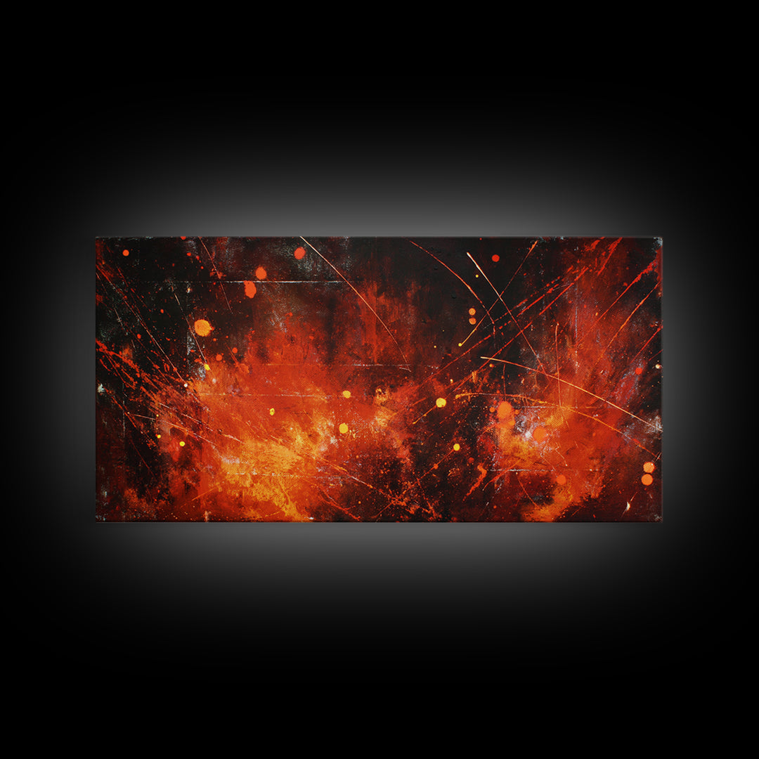 Red Orange Abstract Fire Canvas Print, Modern African Inspired Wall Decor, Bold Contemporary Art, Burnt Orange Living Room Decor
