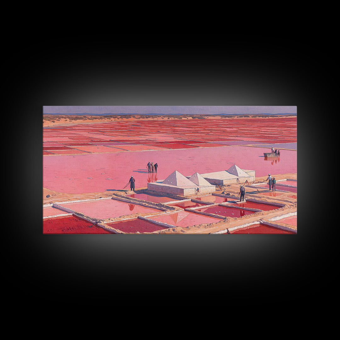 Pink Salt Pans And Desert Canvas Print, African Landscape Art, West Africa Travel Decor, Unique Coastal Wall Decor Home Gift