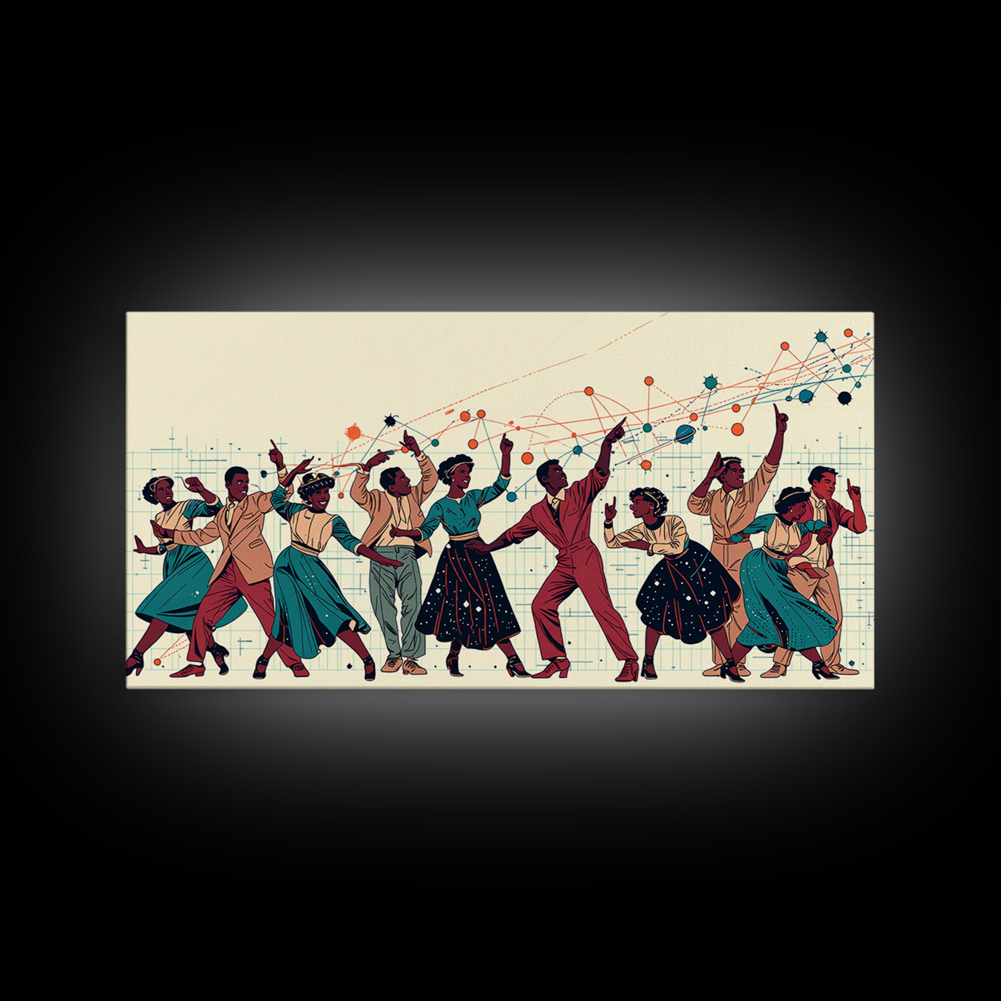 Joyful African Dancers Celebration Wall Art, Afrocentric Art, Black Culture Art, Colorful Modern Decor, Music Party Gift