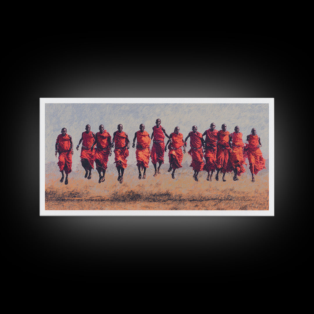 Maasai Warriors In Red Robes Wall Art, African Warrior Art, East African Culture, Tribal Art Print, Safari Decor Gift For Him