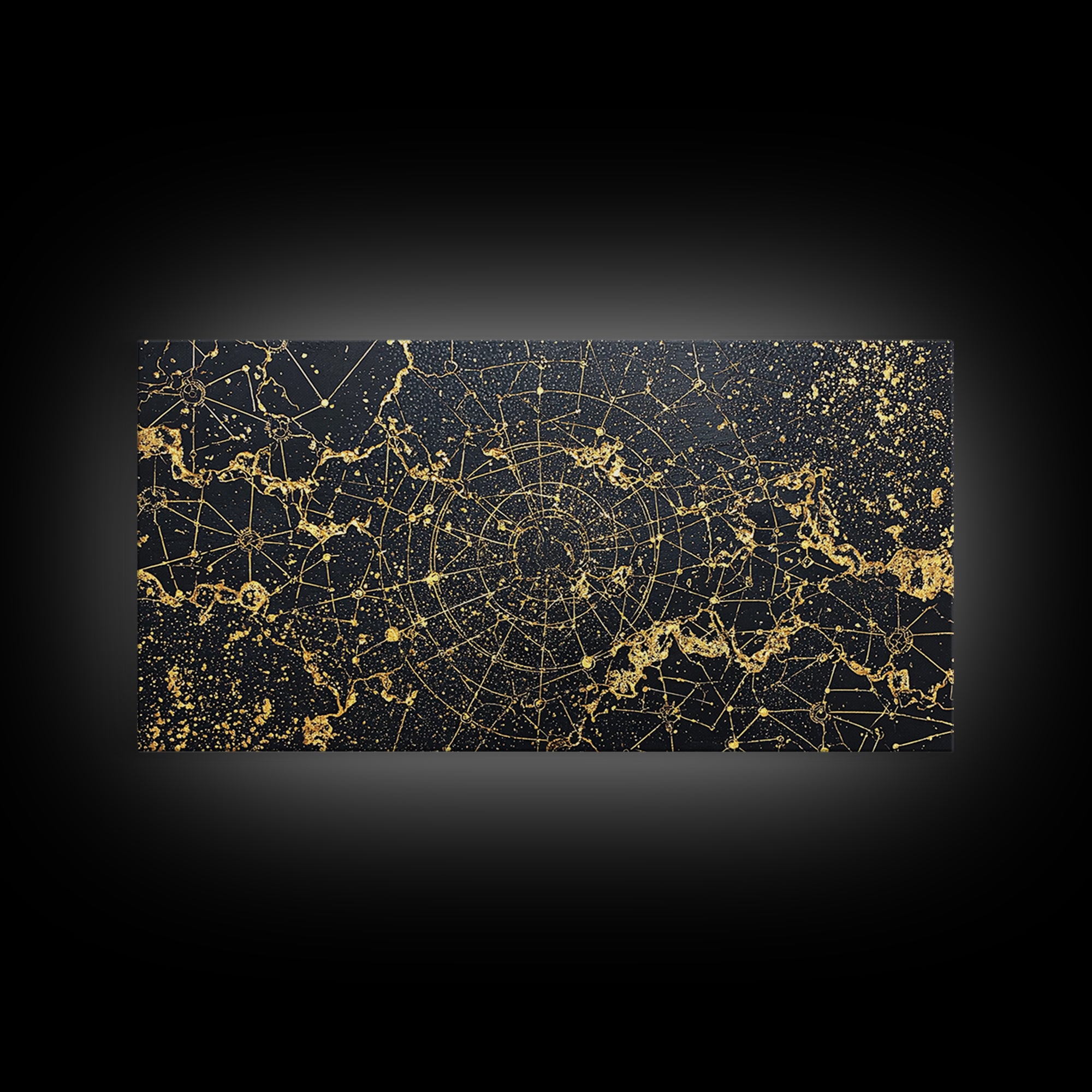 Gold Constellation Spiral Abstract Wall Art, African Abstract, Black And Gold Art, Modern Wall Decor, Luxury Canvas Print