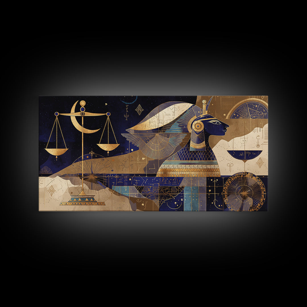 Egyptian Goddess With Scales Canvas Print, African Egyptian Art, Ancient African Art, Cultural Wall Art, Spiritual Decor Gift