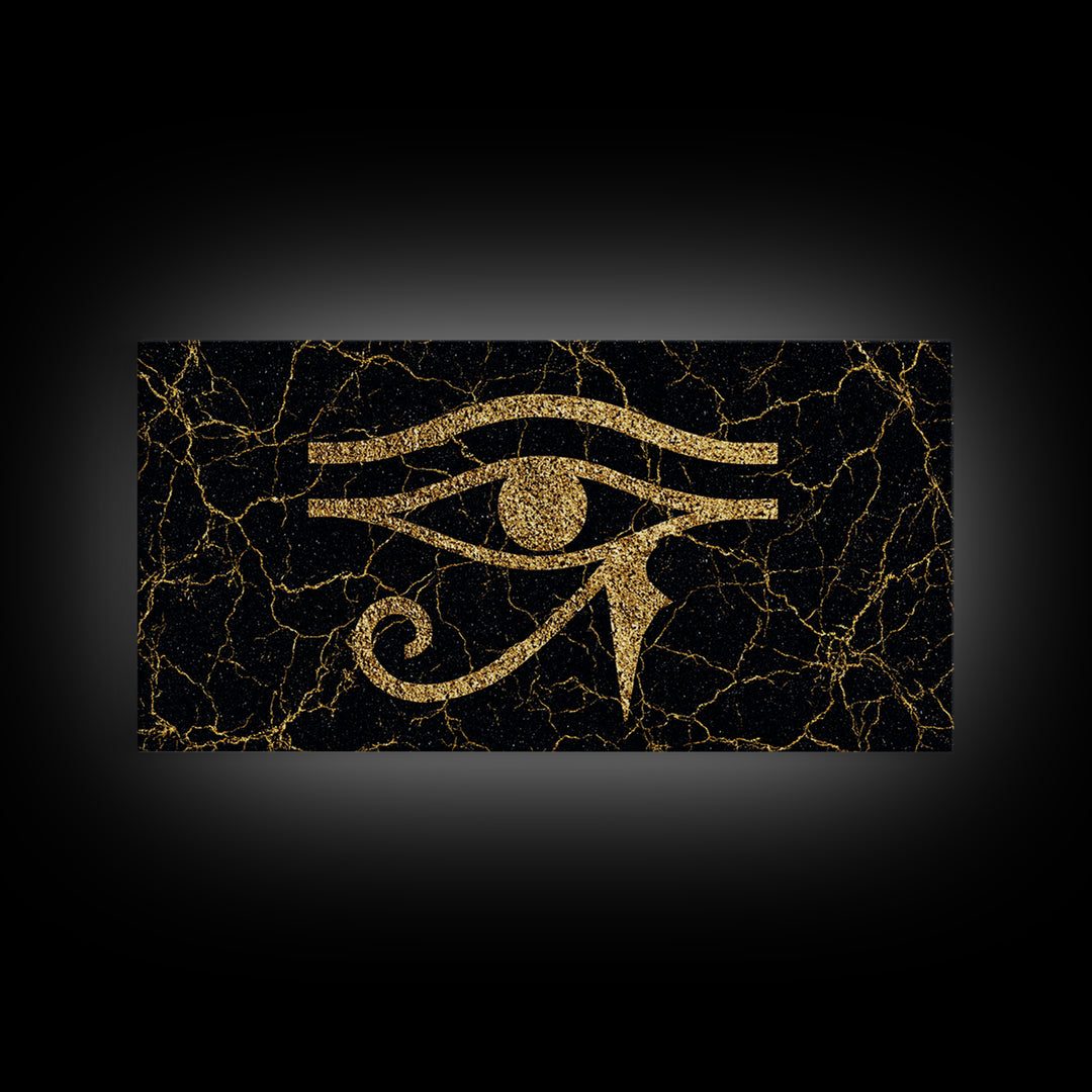 Gold Eye Of Horus Wall Art, African Egyptian Art, Ancient African Art, Black And Gold Design, Mystical Spiritual Decor Gift