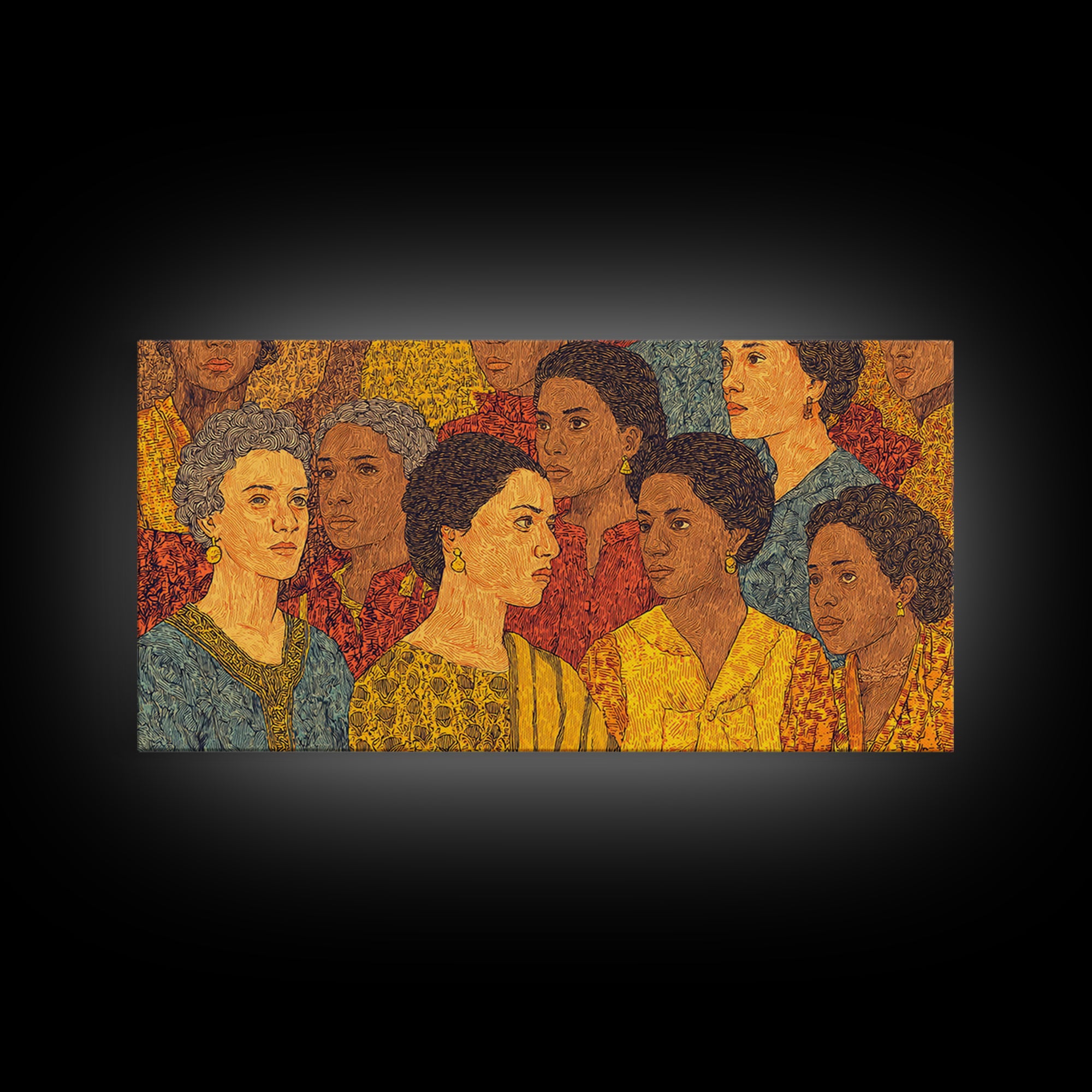 Vibrant African Women Portrait Canvas Print, Black Women Art, African American Art, Cultural Home Decor, Gift For Her Wall Art