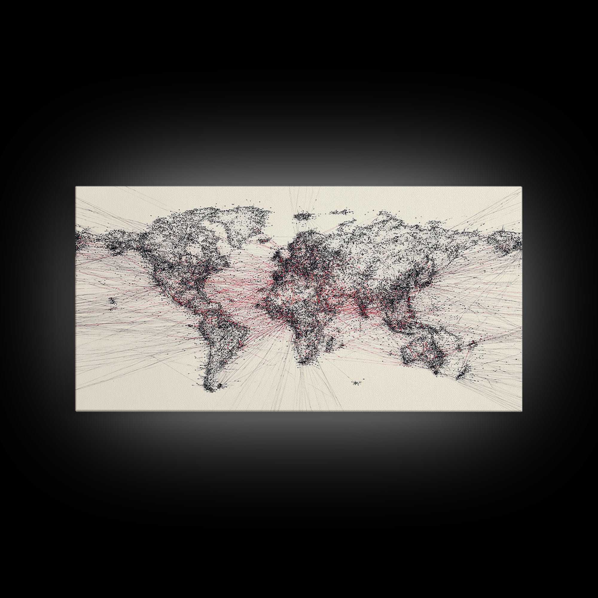 Dotted World Map In Black And Red, African Inspired Wall Art, Abstract Global Network Print, Modern Office Home Decor Gift