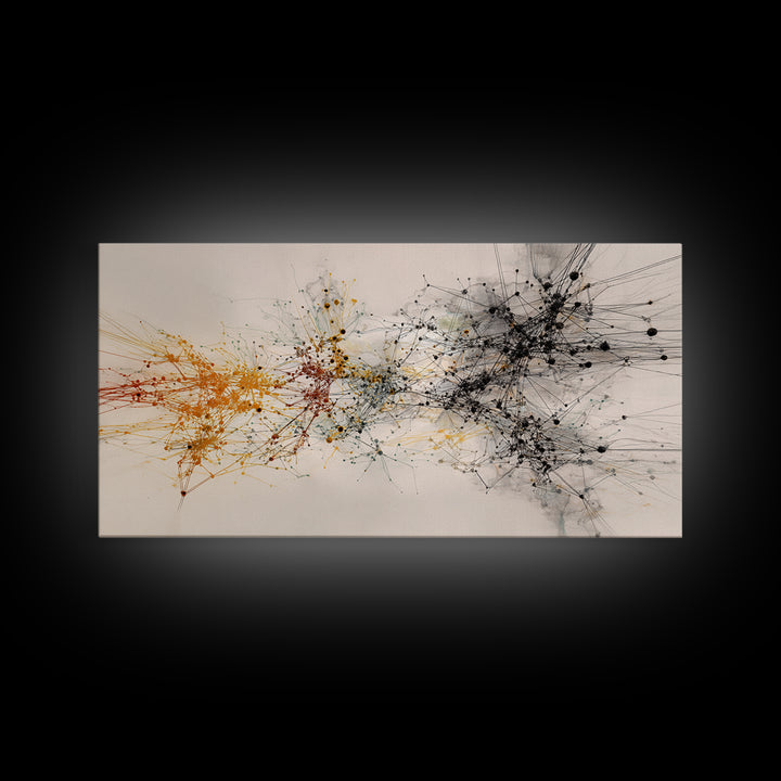 Orange Black Network Splatter Abstract Canvas Print, African Art Abstract, Modern Office Wall Decor, Contemporary Home Decor