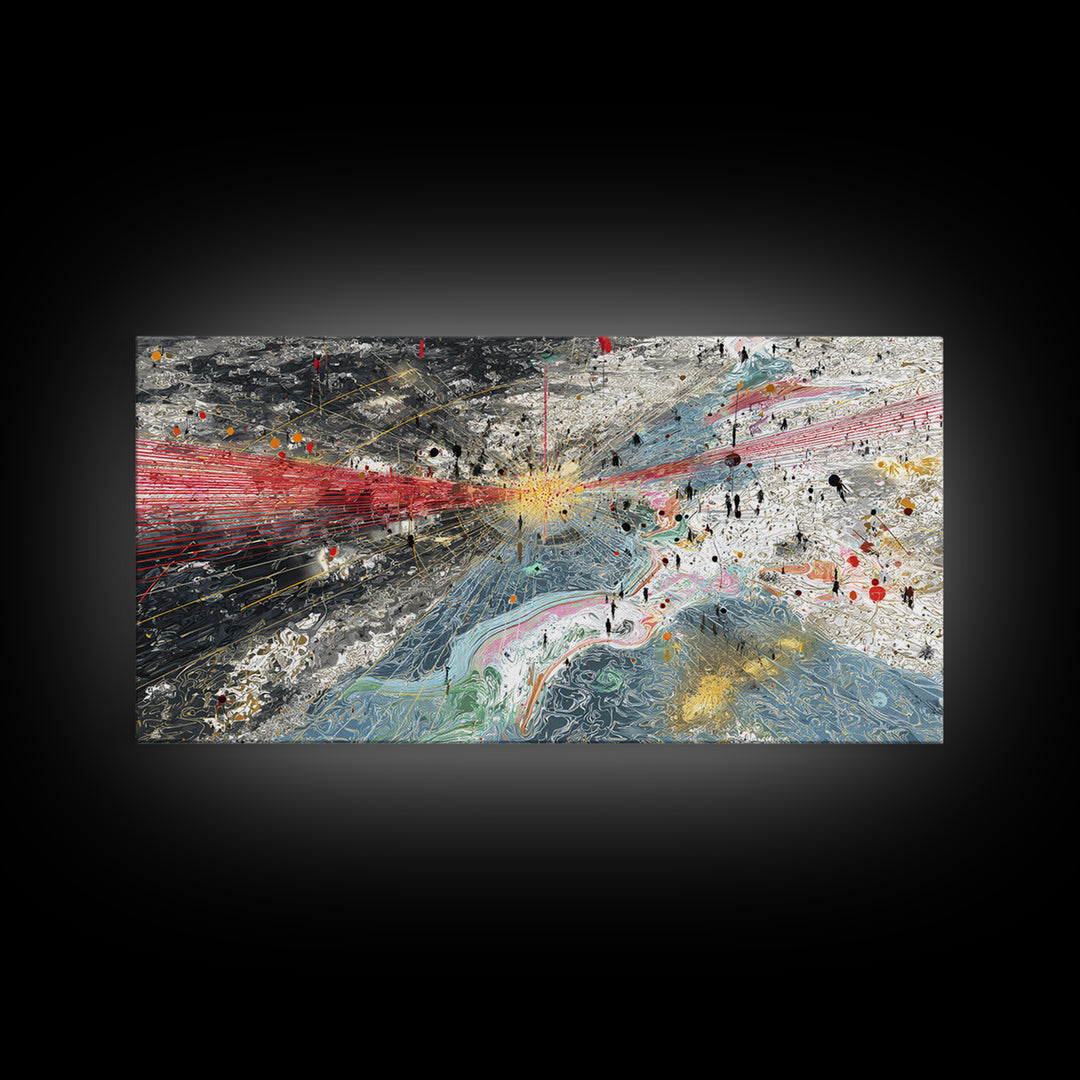 Red Blue Abstract Energy Flow Map Canvas Print, African Art Abstract, Modern Wall Decor, Bold Contemporary Office Decor Gift