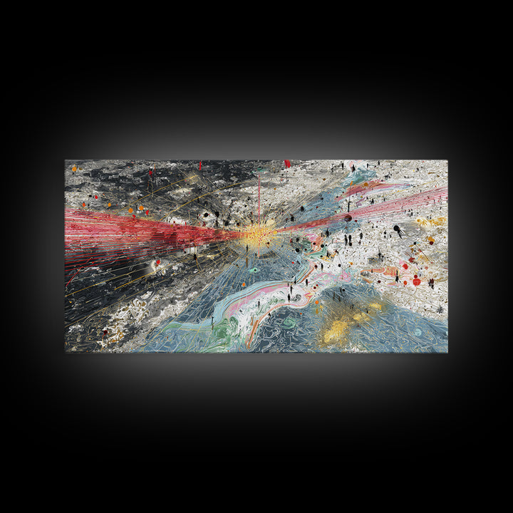 Red Blue Abstract Energy Flow Map Canvas Print, African Art Abstract, Modern Wall Decor, Bold Contemporary Office Decor Gift