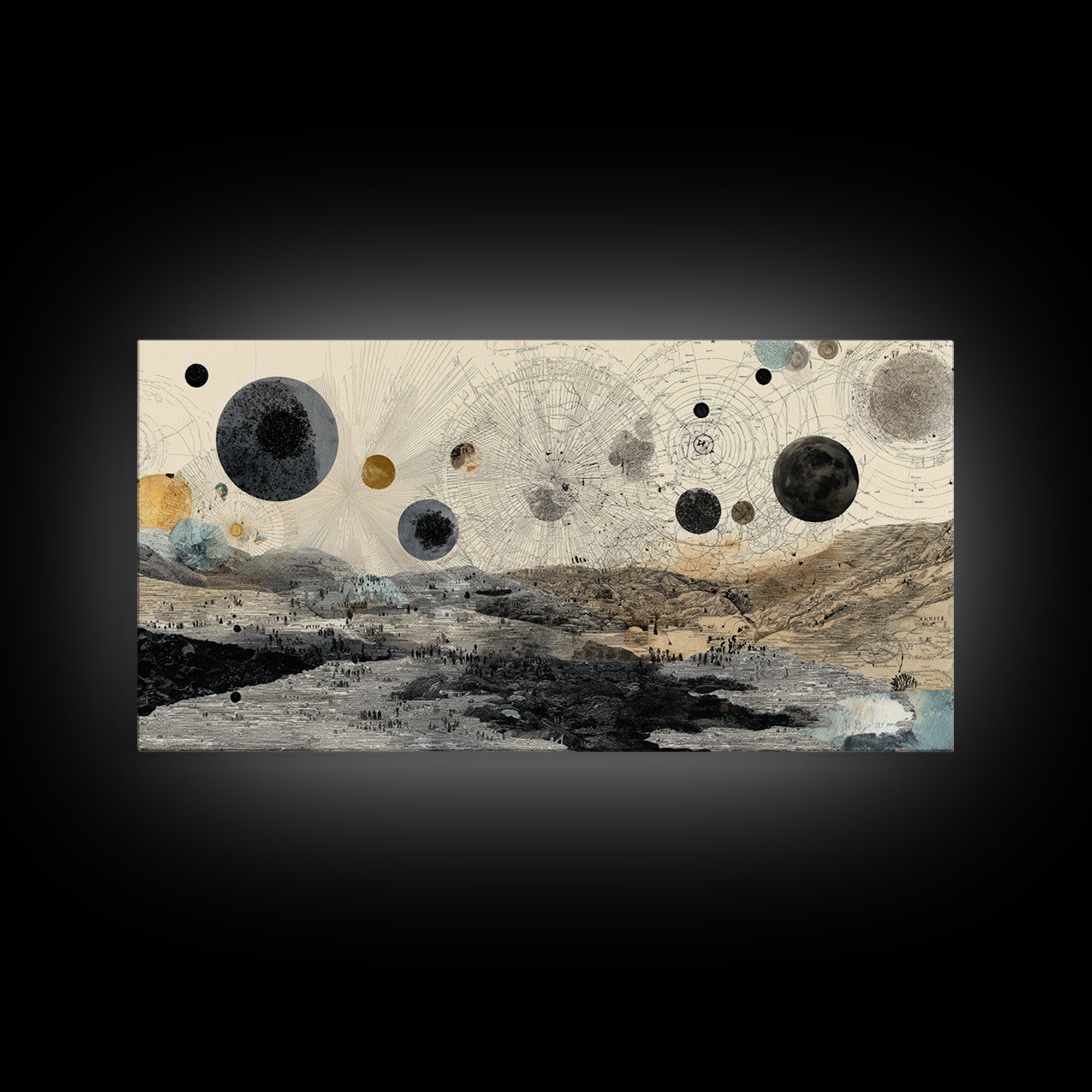 Surreal Planetary Desert Map Landscape Canvas Print, Abstract Wall Art, Dreamy Wall Art, Modern Home Decor, Office Decor