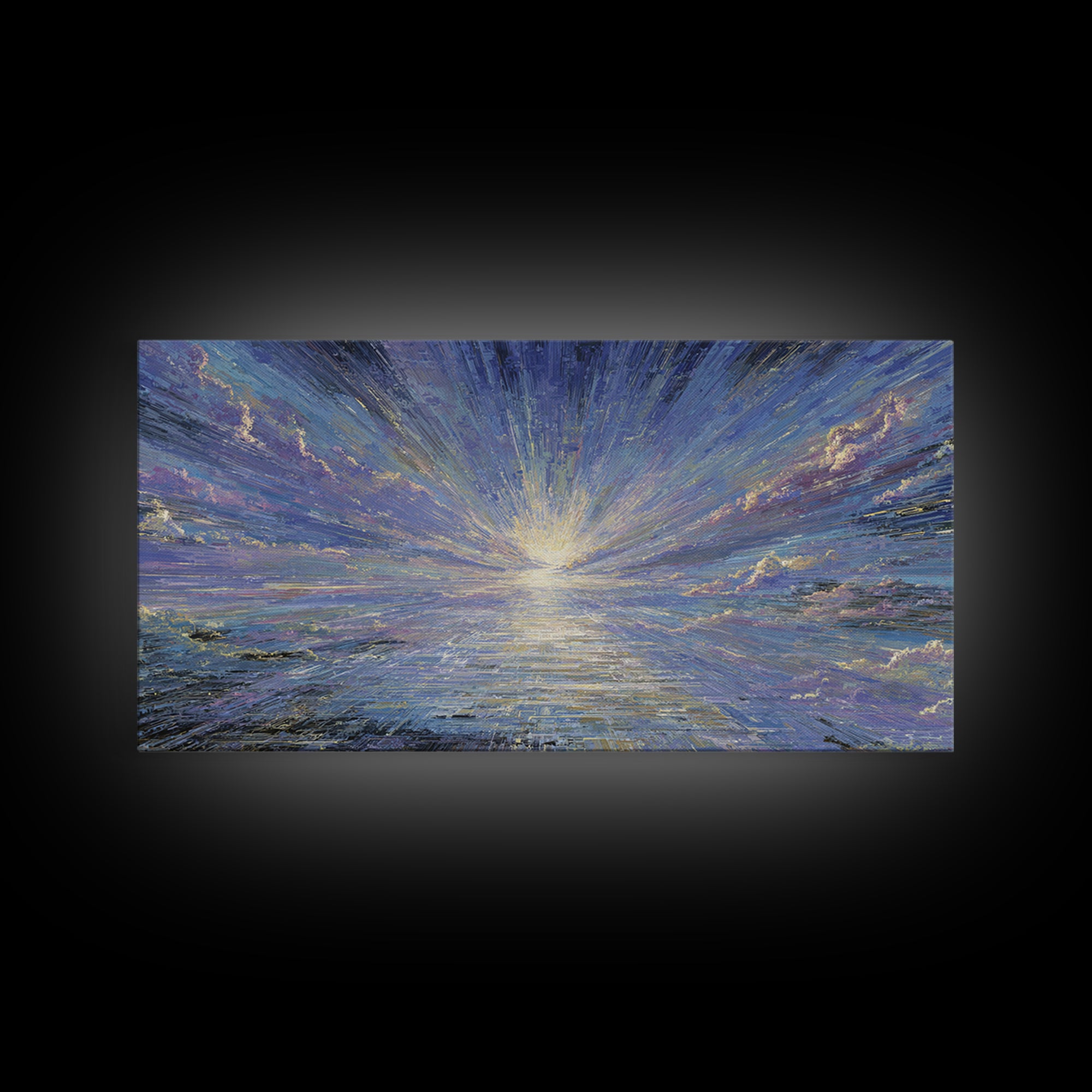 Radiant Sunrise Over Shimmering Ocean Wall Art, Blue Wall Art, Nature Scene Art, Modern Canvas Art, Living Room Decor Gift