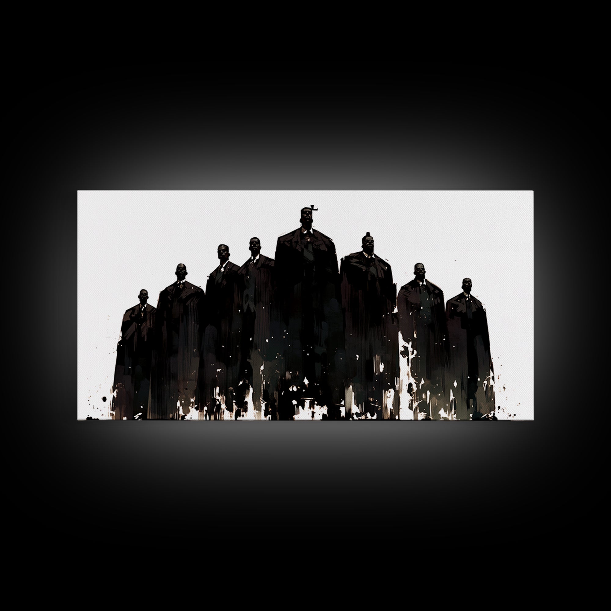 Powerful Black Men Silhouette Wall Art, African American Art, Abstract Portrait Canvas, Black History Gift For Office Decor
