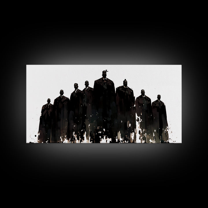 Powerful Black Men Silhouette Wall Art, African American Art, Abstract Portrait Canvas, Black History Gift For Office Decor