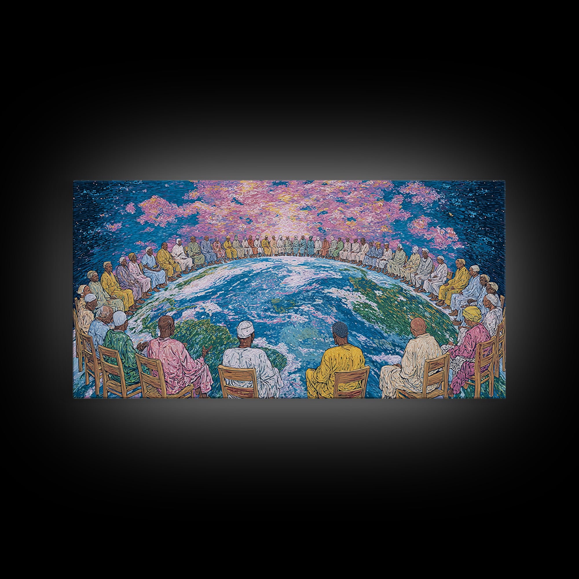 Global Elders Around Earth Wall Art, African American Art, Afrocentric Wall Art, Black History Art, Statement Home Decor