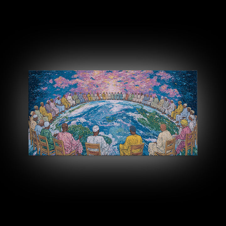 Global Elders Around Earth Wall Art, African American Art, Afrocentric Wall Art, Black History Art, Statement Home Decor