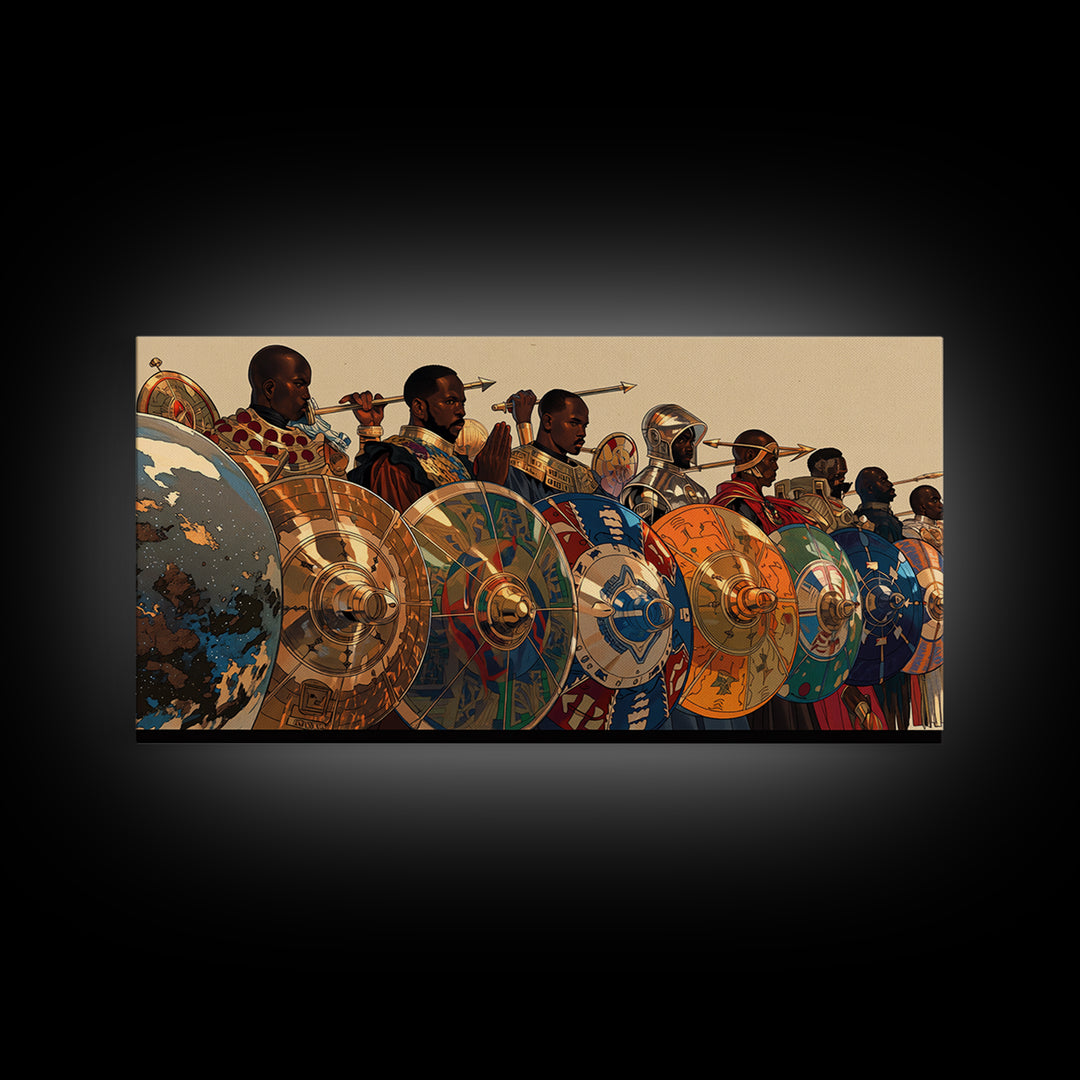 African Warriors With Shields And Spears Wall Art, African Warrior Art, Tribal Art Print, Bold Cultural Home Decor Gift For Him