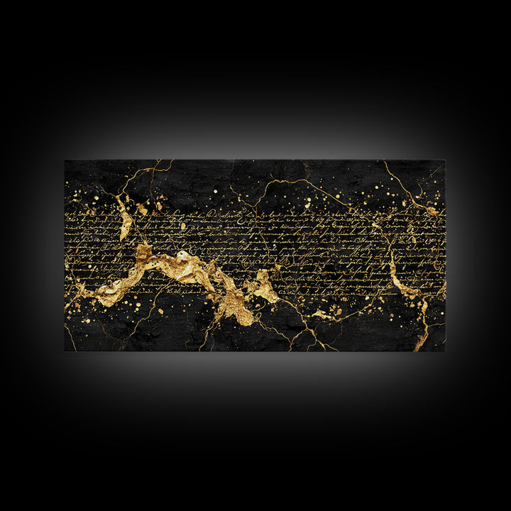 Black And Gold Abstract Script Wall Art, African Inspired Map Decor, Luxury Canvas Print, Modern Afrocentric Home Decor Gift