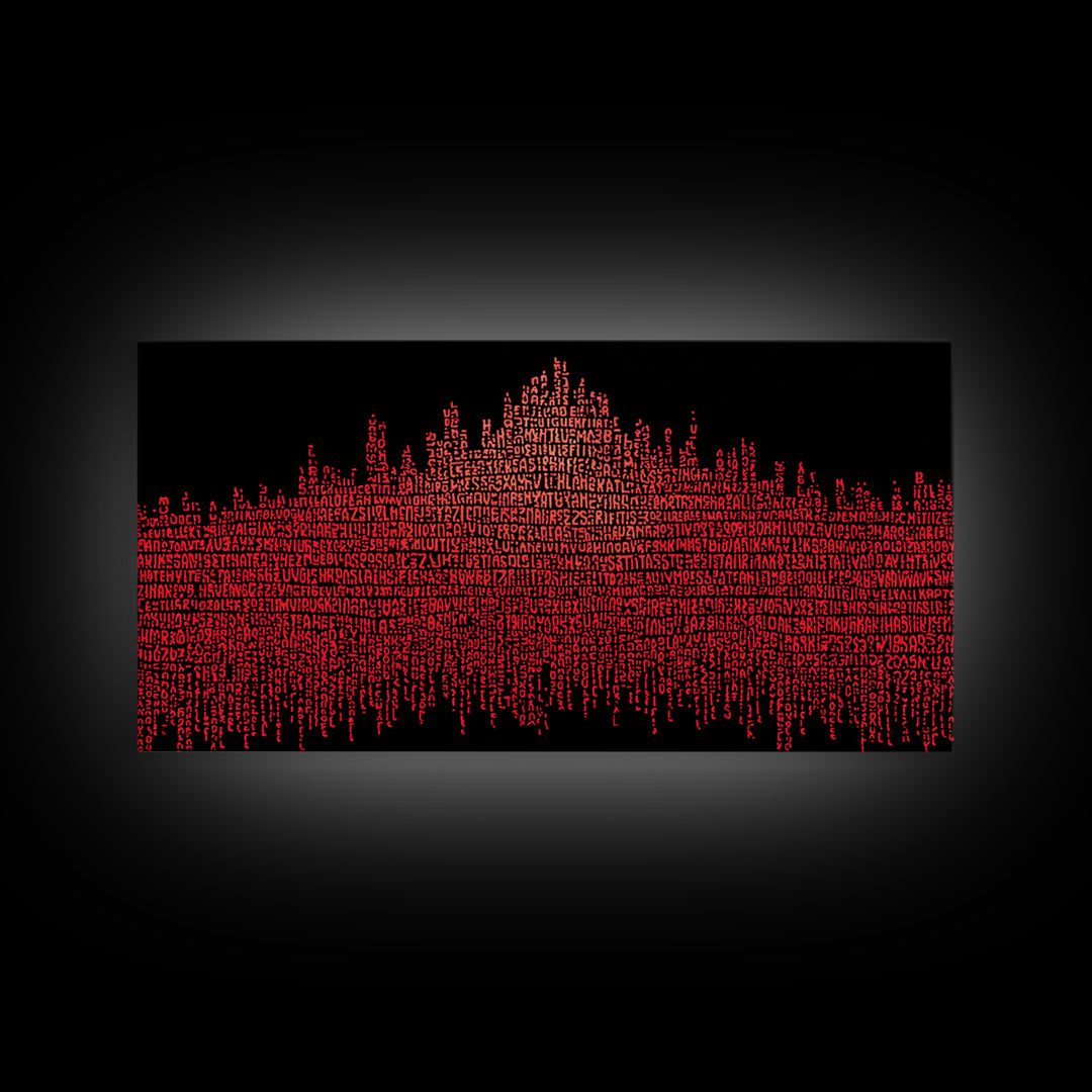 Red Typographic African Skyline Canvas Print, Bold Black Art, Afrocentric Wall Decor, Modern Cultural Home Decor Gift Idea