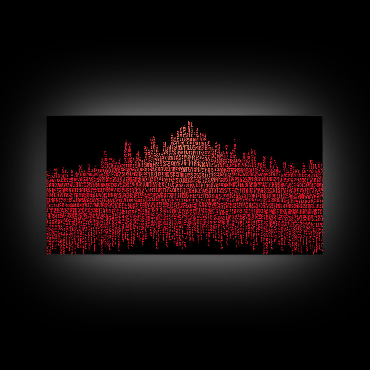 Red Typographic African Skyline Canvas Print, Bold Black Art, Afrocentric Wall Decor, Modern Cultural Home Decor Gift Idea
