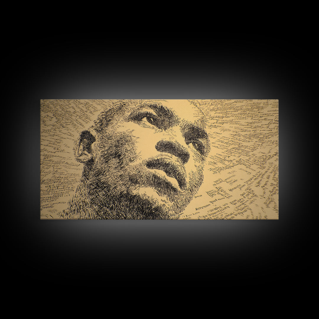 Sepia Text Portrait Of Black Man Canvas Print, African American Art, Afrocentric Wall Decor, Masculine Office Art Gift Idea
