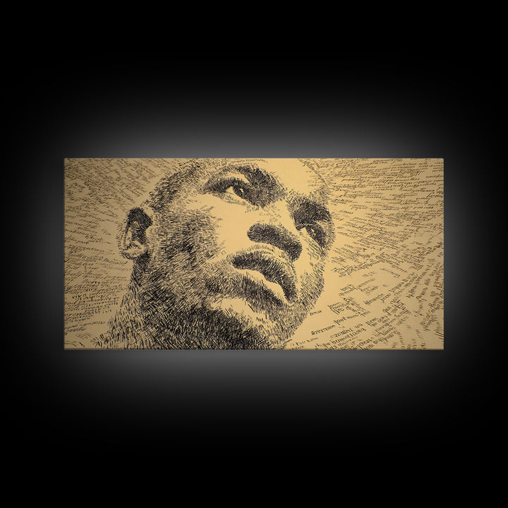 Sepia Text Portrait Of Black Man Canvas Print, African American Art, Afrocentric Wall Decor, Masculine Office Art Gift Idea
