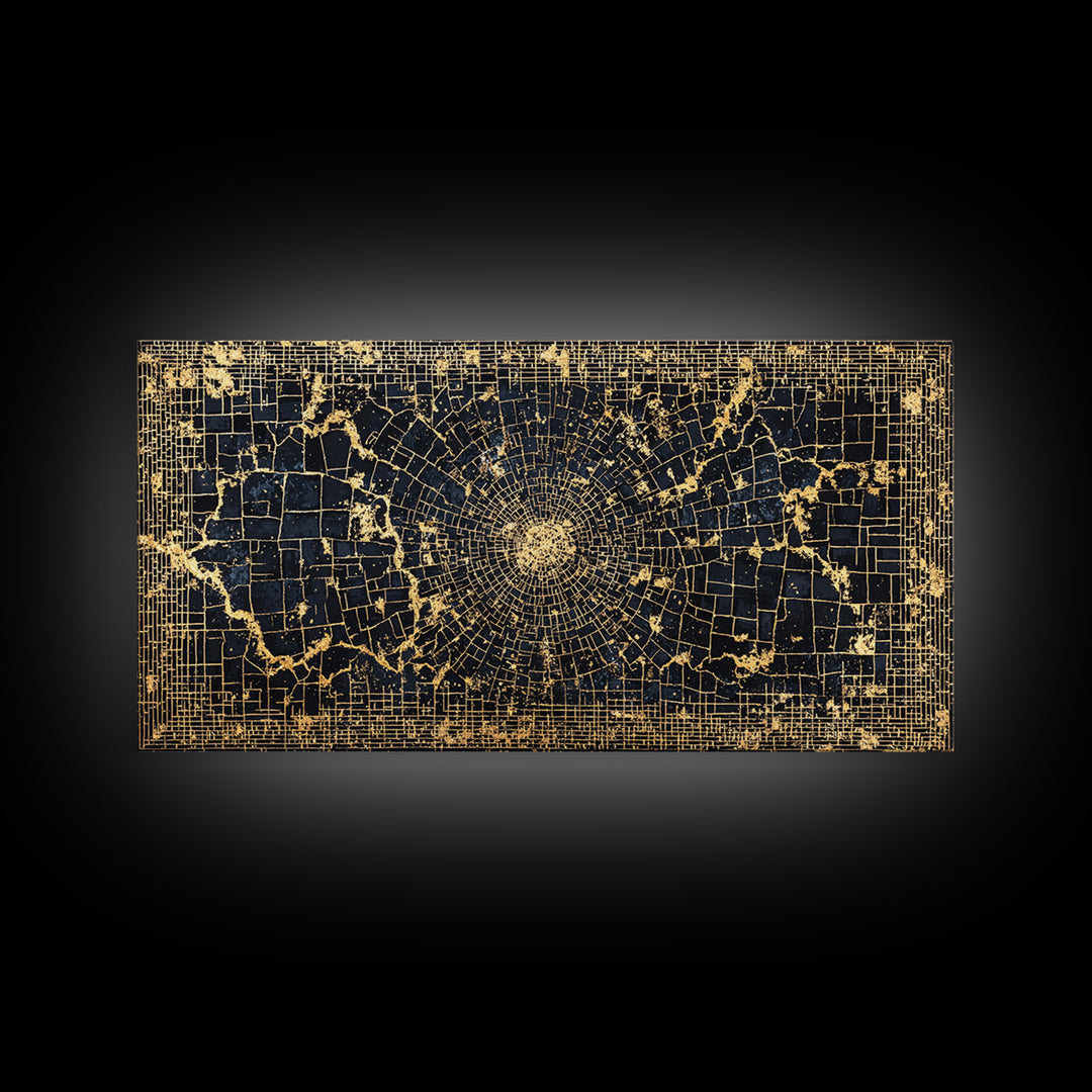 Black Gold Geometric Spiral Canvas Print, Abstract African Art, Luxury Wall Decor, Modern Afrocentric Statement Piece Gift