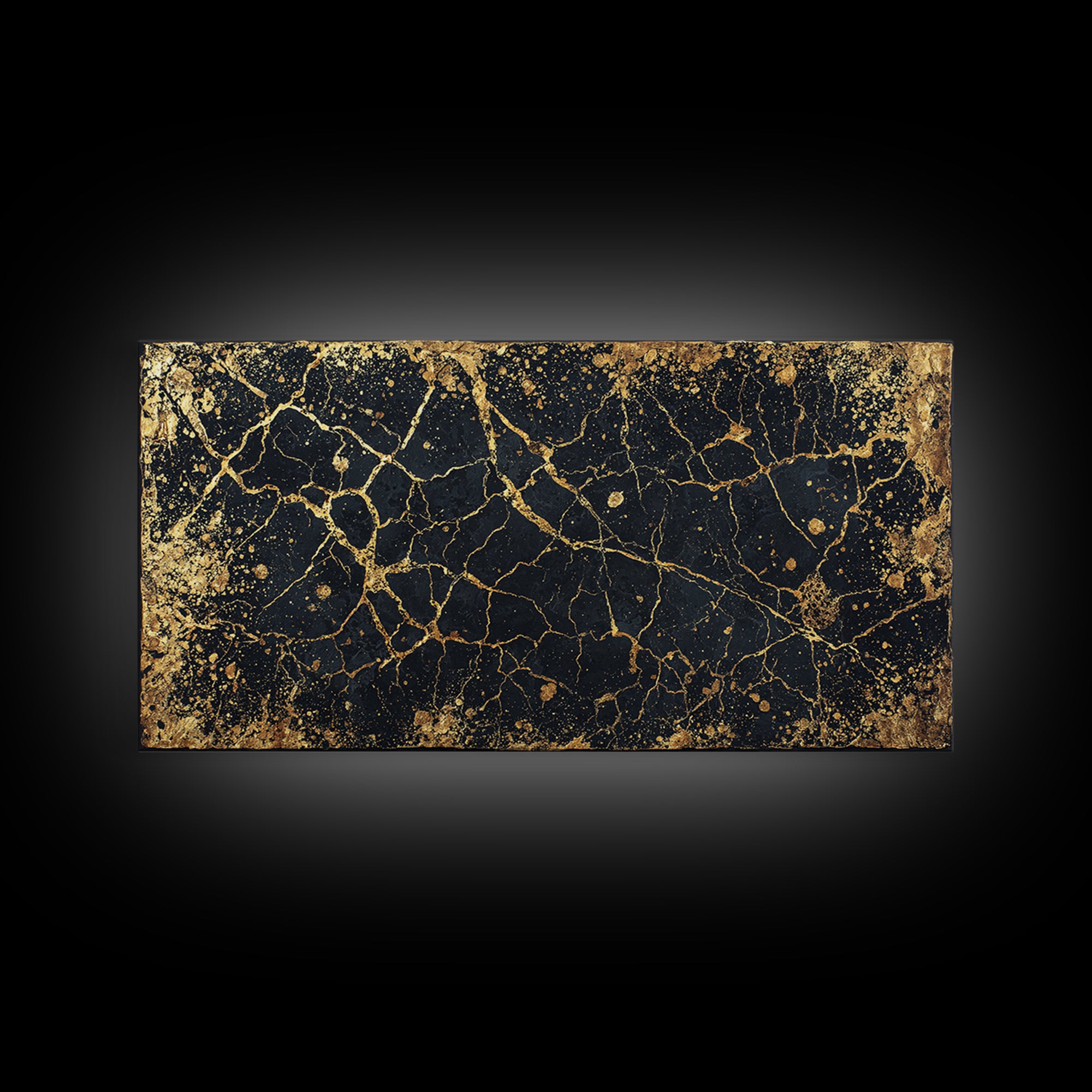 Black Gold Cracked Marble Wall Art, Abstract African Art Print, Luxury Canvas Decor, Earth Tone Textured Statement Piece