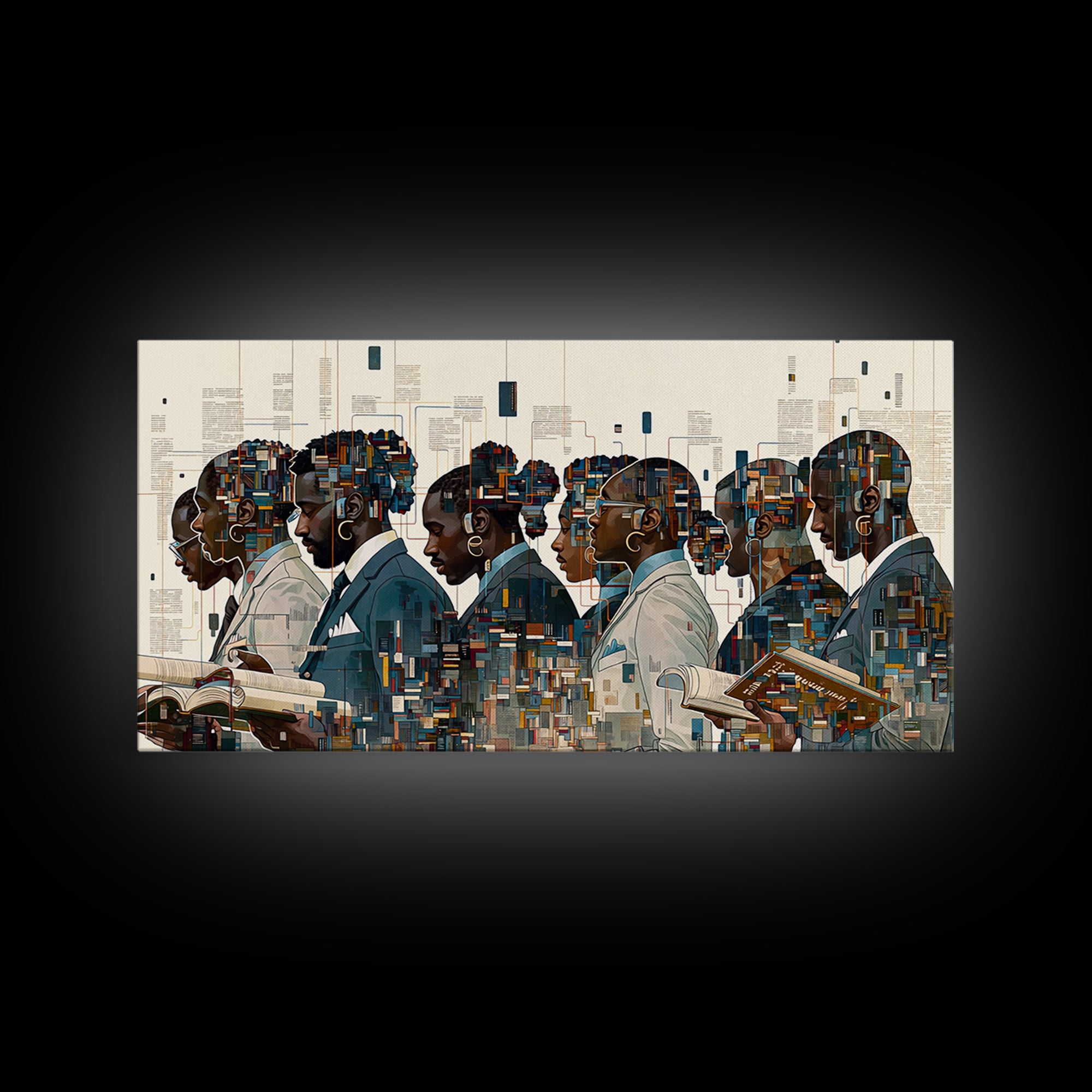 Black Scholars In Geometric Profile Wall Art, African American Art, Modern Black Culture Art, Office Decor, Afrocentric Prints