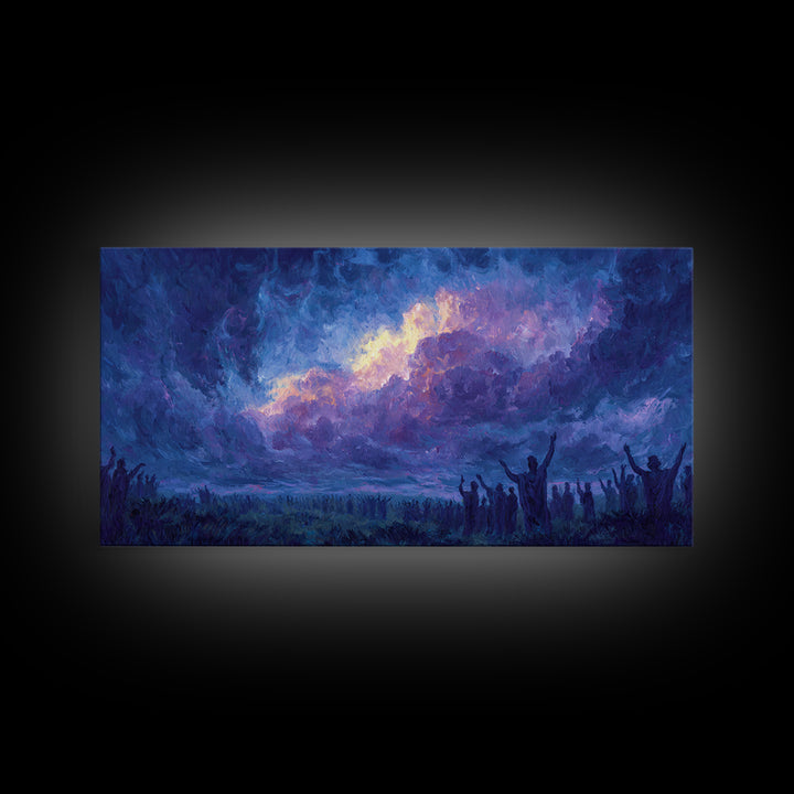 Mystic Purple African Storm Sky With Silhouettes Canvas Print, Spiritual Wall Art, Dreamy Landscape, Afrocentric Decor Gift