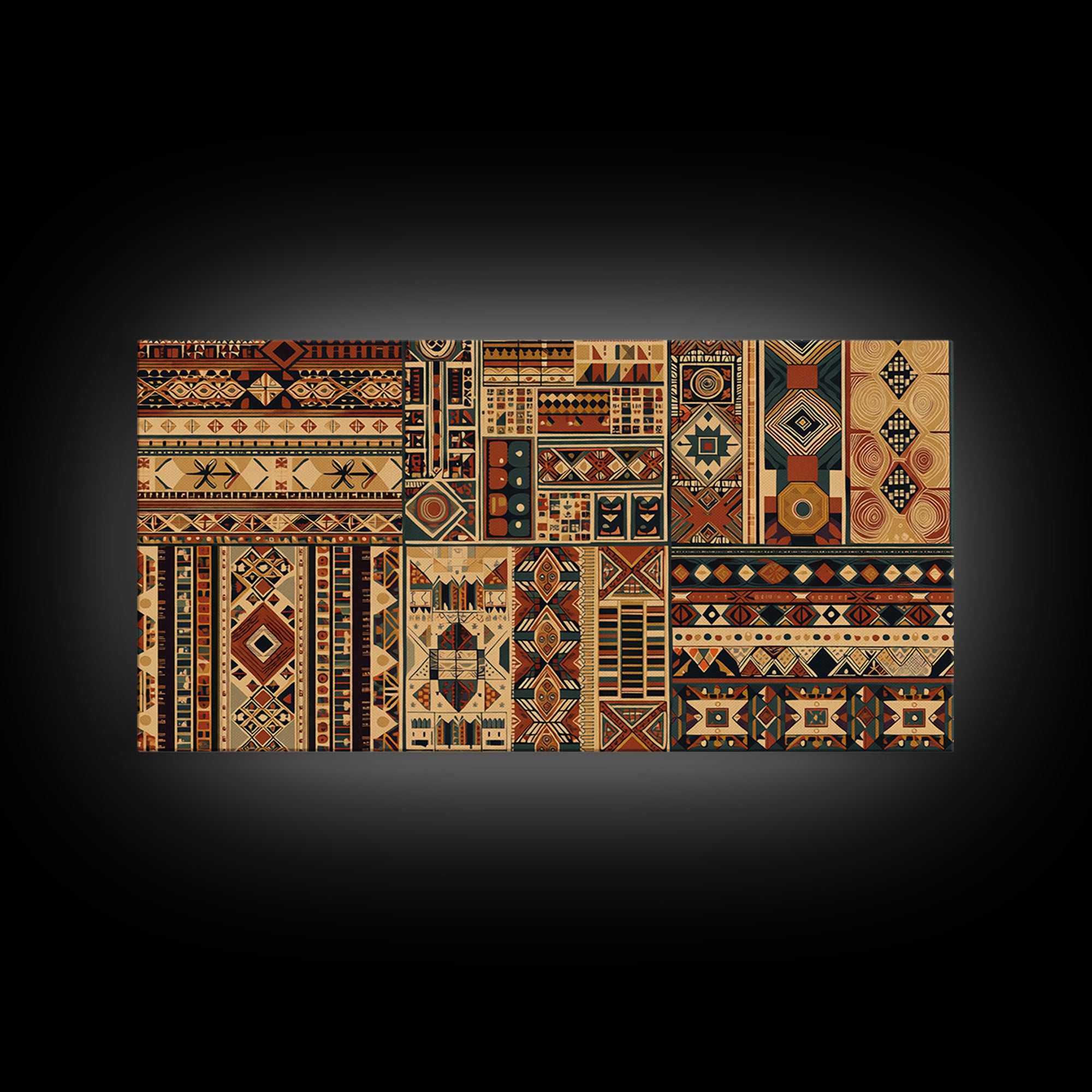 Intricate African Textile Patterns Framed Canvas Print, Ankara Wall Decor, Tribal Geometric Art, Ethnic Home Decor Gift Idea