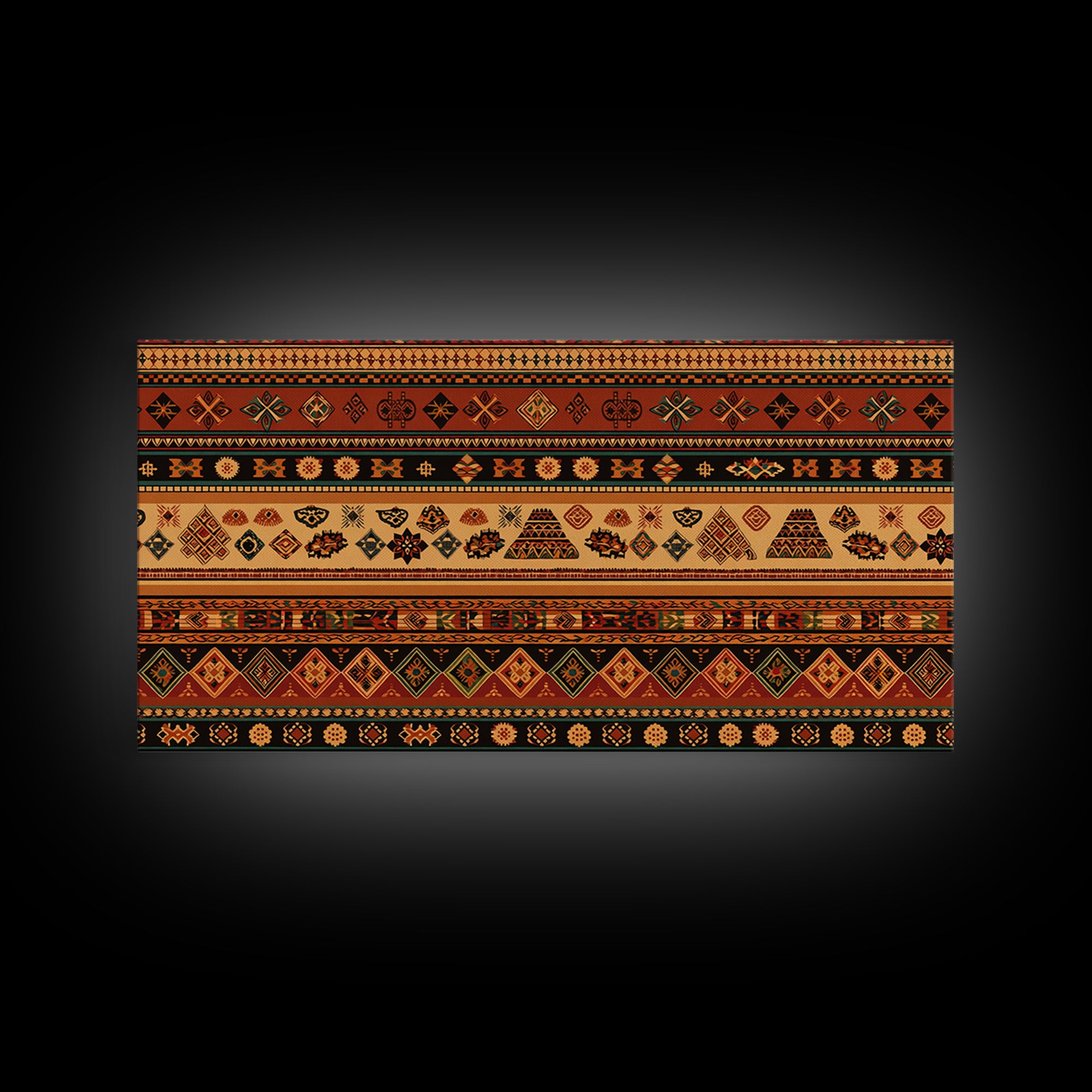 Traditional African Stripe Textile Wall Art, Ankara Pattern Print, Tribal Wall Decor, Warm Cultural Home Decor For Living Room