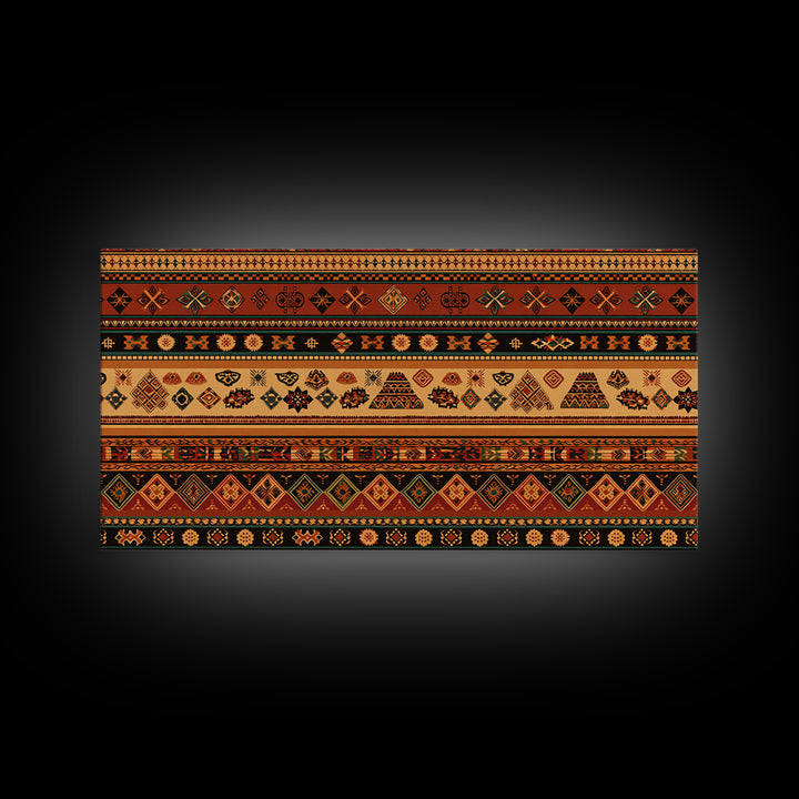 Traditional African Stripe Textile Wall Art, Ankara Pattern Print, Tribal Wall Decor, Warm Cultural Home Decor For Living Room
