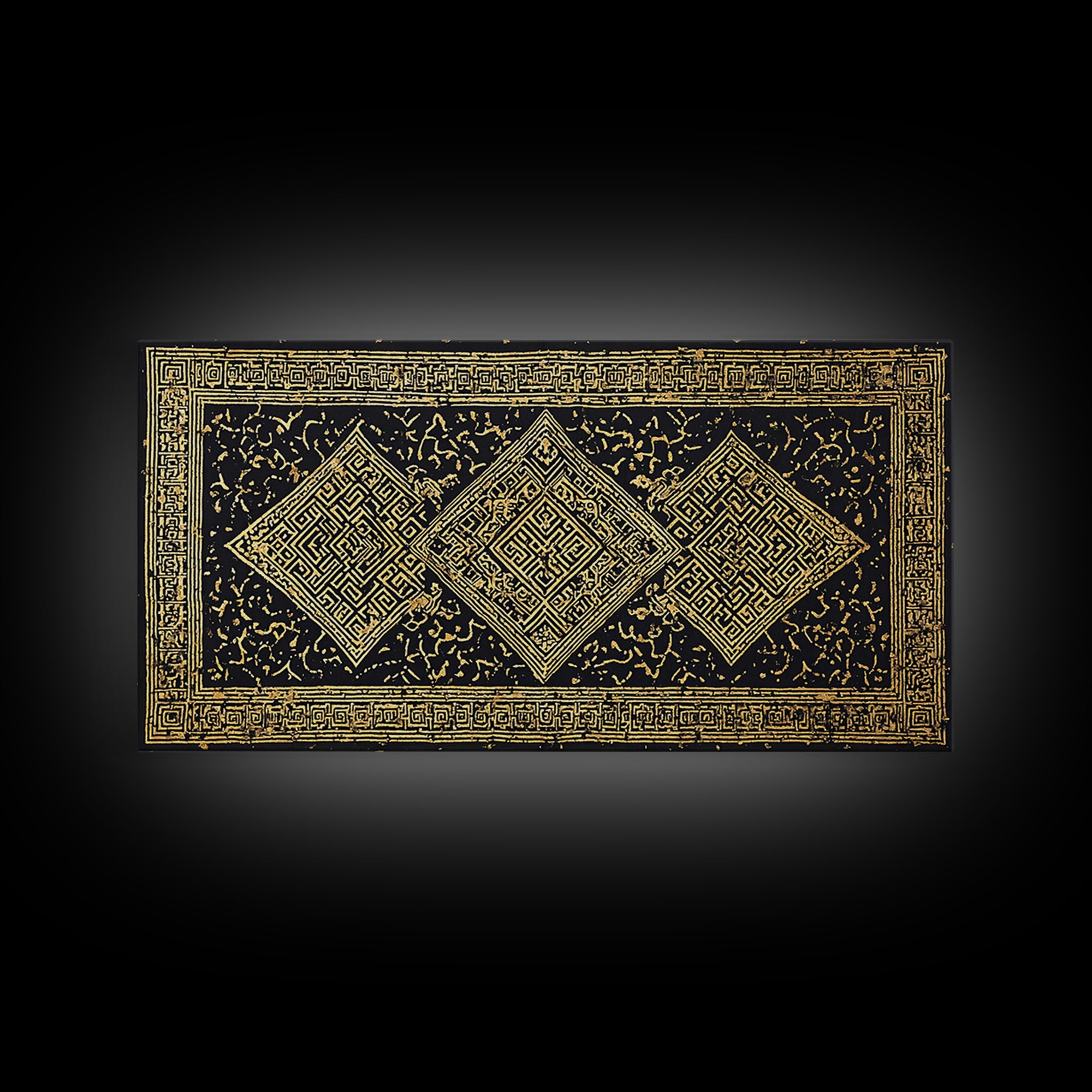 Ornate Black Gold African Pattern Wall Art, Luxury Canvas Decor, Tribal Geometric Print, Elegant Cultural Home Decor Gift