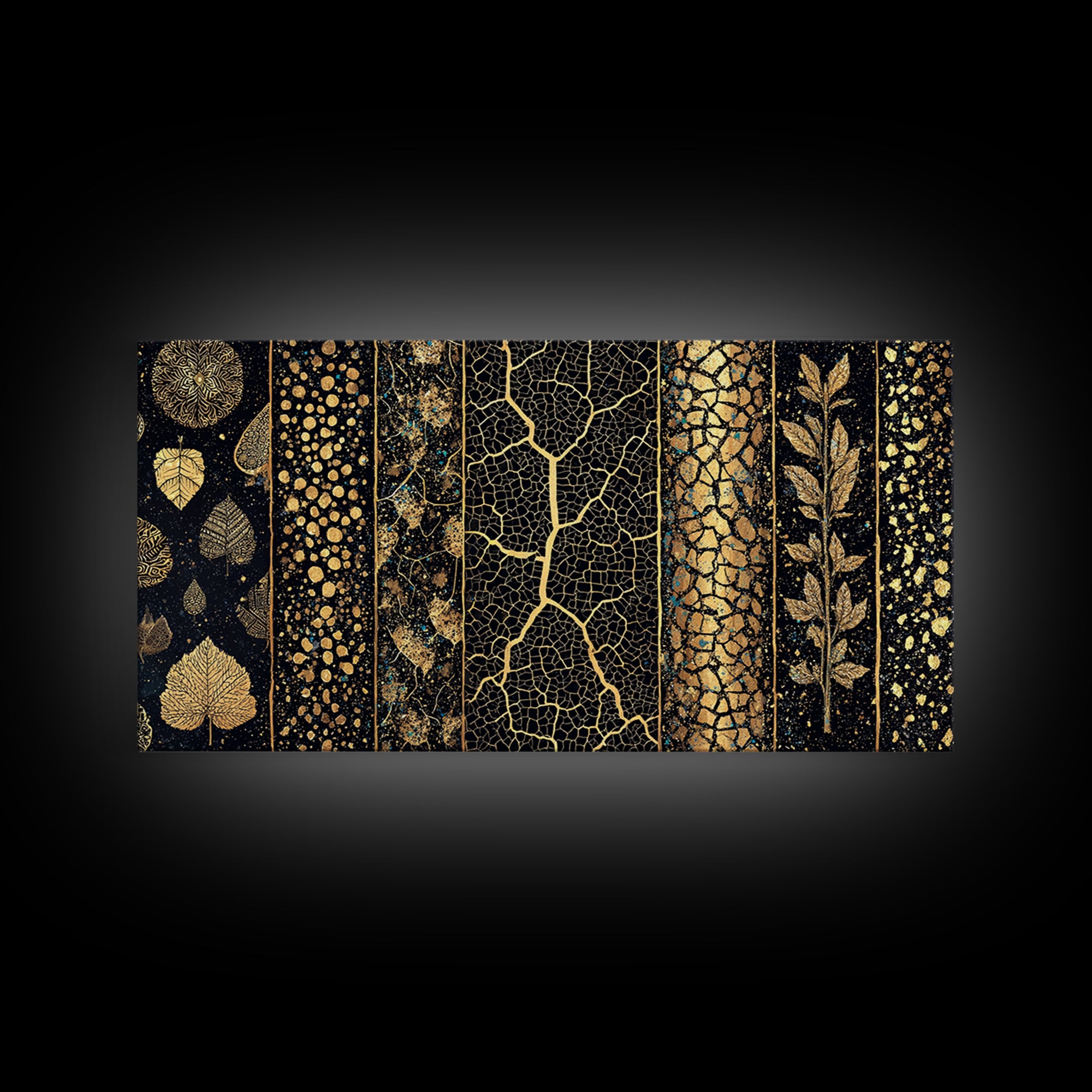 Black And Gold African Patterns Canvas Print, Luxury Abstract Tribal Textile Wall Decor, Modern Boho Home Decor Gift For Office