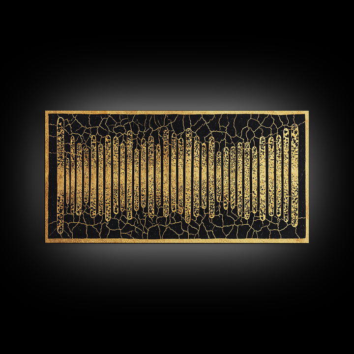 Black Gold African Textile Lines Wall Art, Abstract African Art Print, Tribal Pattern Canvas, Modern Afrocentric Decor Gift