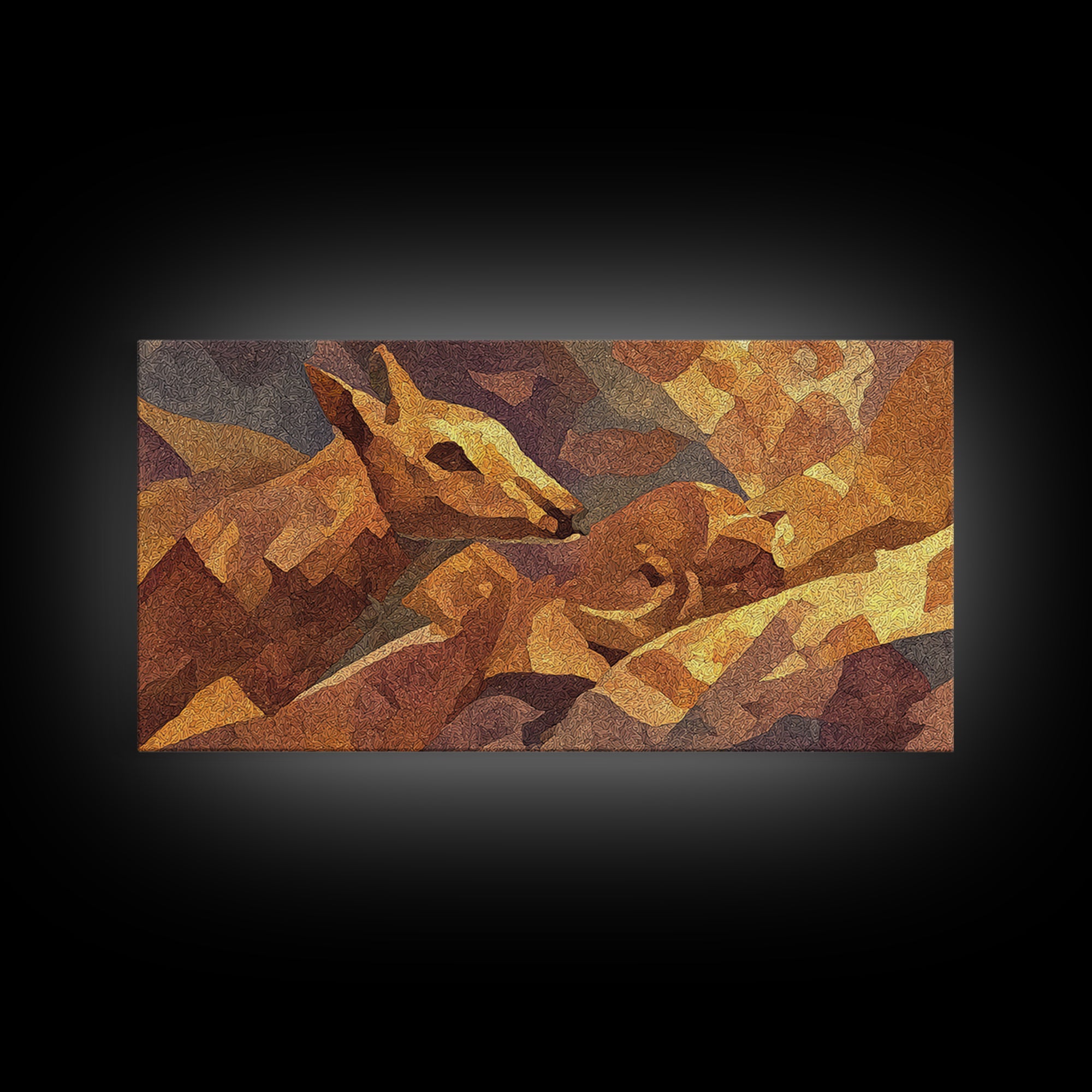 Golden Giraffe Faces In Warm Desert Light Canvas Print African Animal Art, Safari Decor, Boho Earth Tone Wall Decor For Living Room