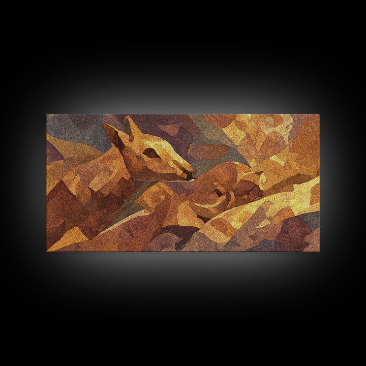 Golden Giraffe Faces In Warm Desert Light Canvas Print African Animal Art, Safari Decor, Boho Earth Tone Wall Decor For Living Room