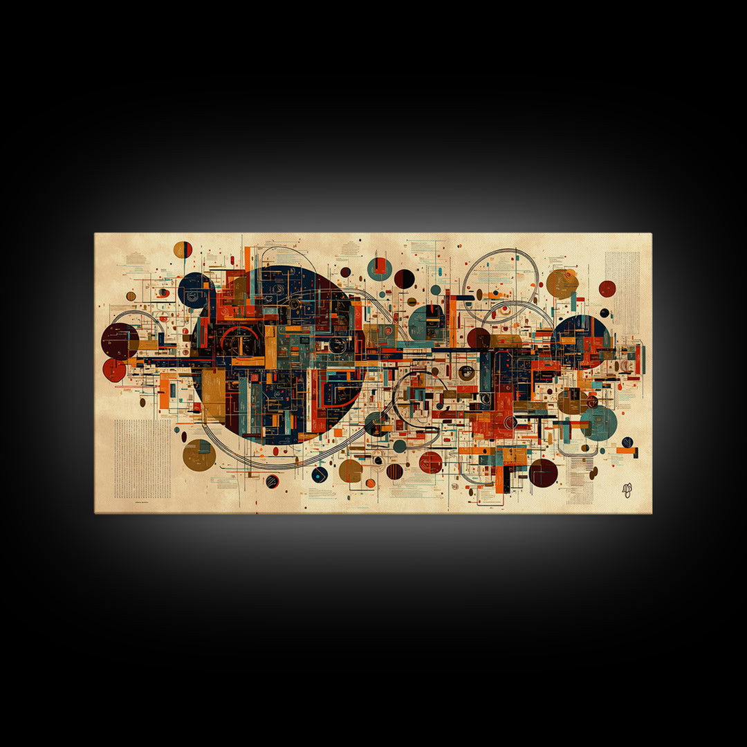 Modern Geometric City Map With Circles And Lines Wall Art African Abstract Art, Mid Century Office Decor, Statement Print