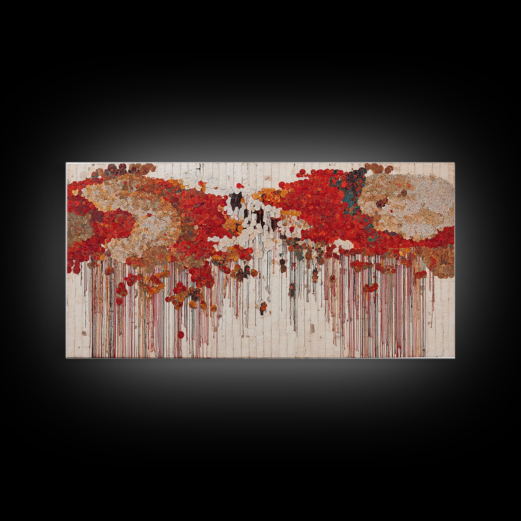 Red Gold Dripping World Map Wall Art, African Inspired Abstract Painting Print, Bold Global Decor For Living Room Canvas