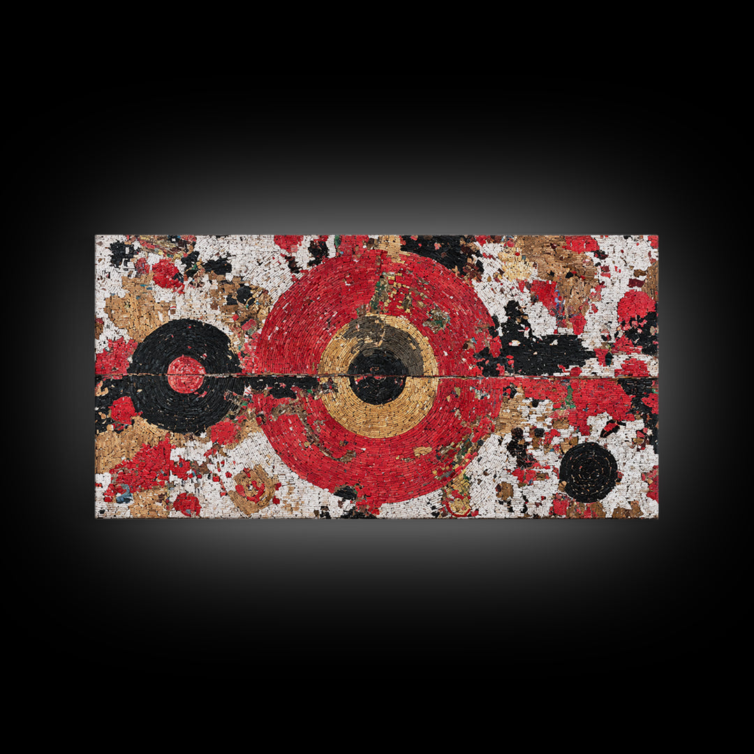 Red Black Gold African Target Abstract Wall Art, Geometric Textile Pattern Print, Bold Afrocentric Modern Decor Canvas Gift