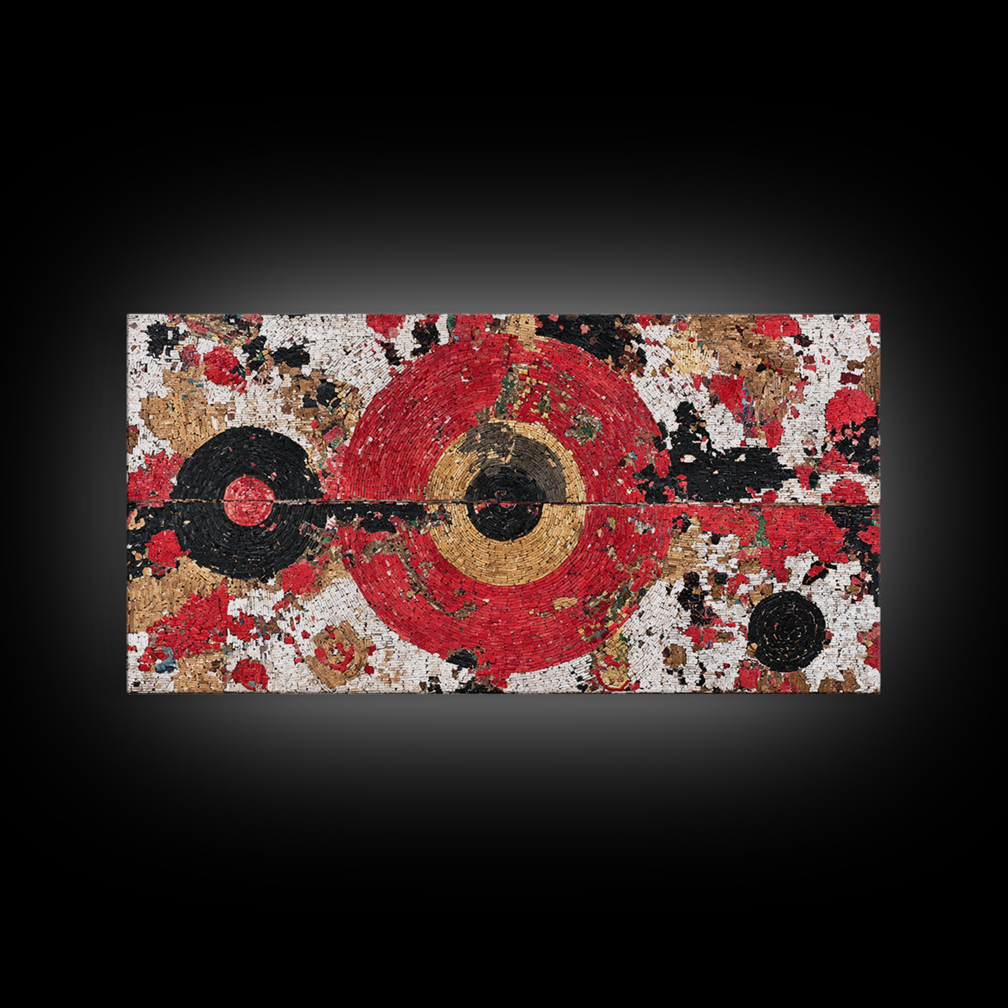 Red Black Gold African Target Abstract Wall Art, Geometric Textile Pattern Print, Bold Afrocentric Modern Decor Canvas Gift