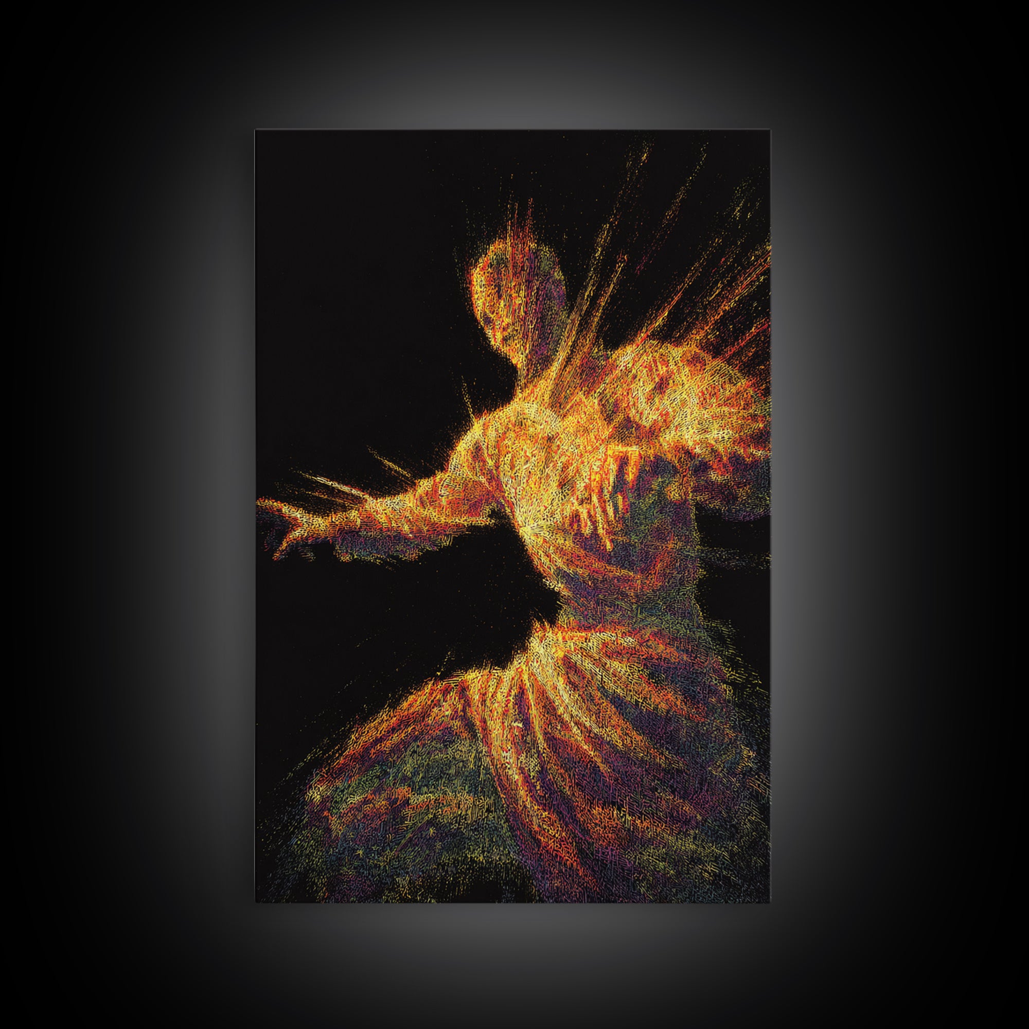 Fiery Abstract African Dancer Canvas Print, Afrocentric Wall Art, Black Culture Art, Spiritual Motion, Bold Home Decor Gift