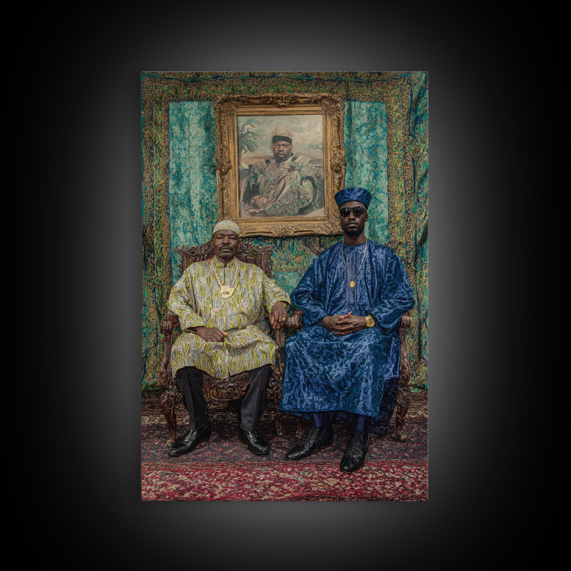 Regal African Men In Blue And Gold Robes Wall Art, African American Art, Afrocentric Decor, Black Culture Art Gift For Him