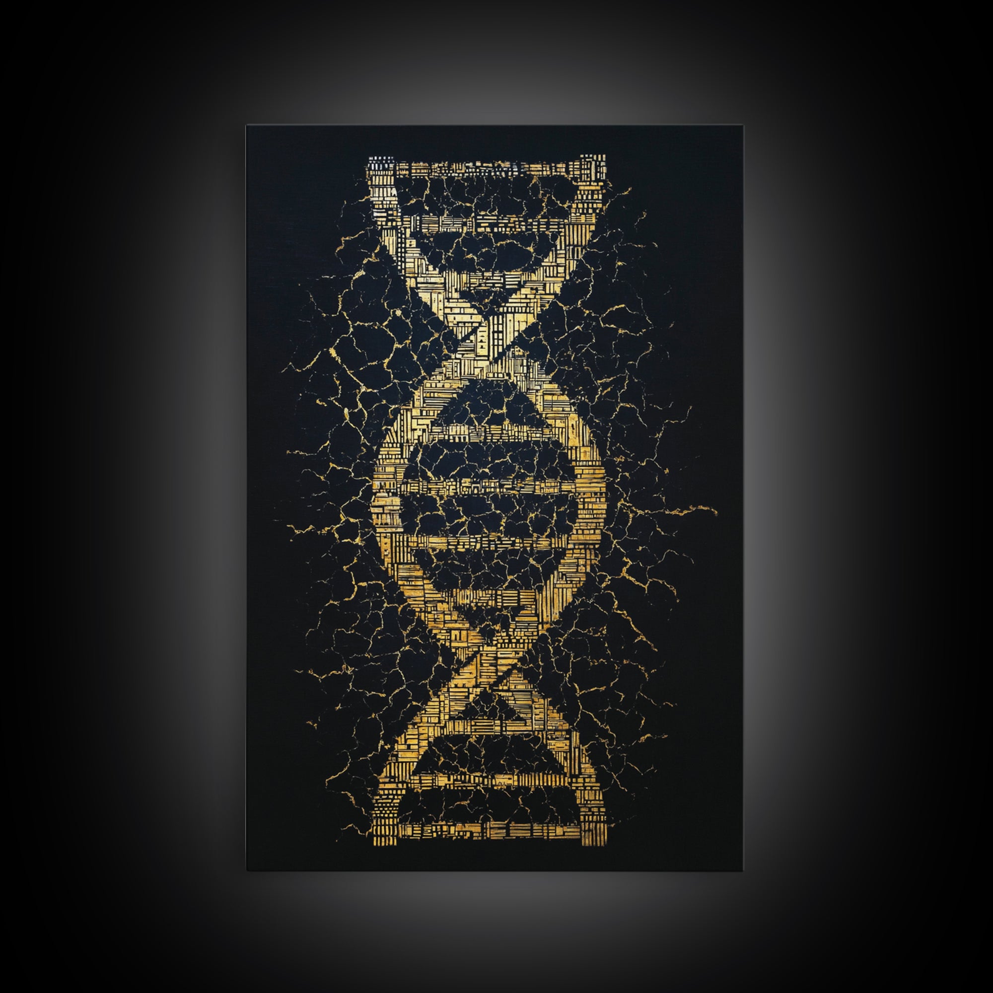 Golden Double Helix Genealogy Abstract Wall Art, Afrocentric Art, Black And Gold Art, Modern African Art Decor, Statement Wall Decor