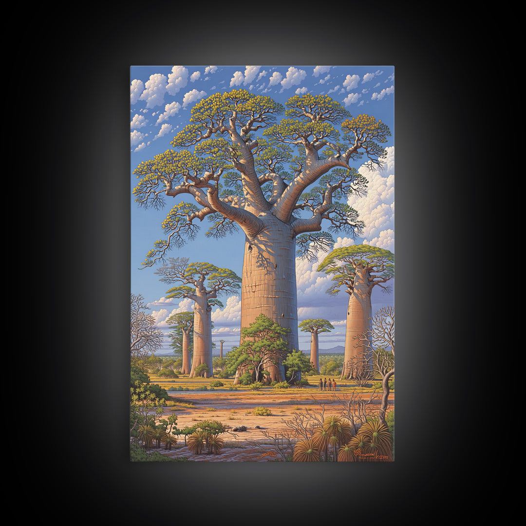 Giant Baobab Avenue Canvas Print, African Safari Art, Madagascar Wall Art, Nature Scene Art, Elegant Home Decor Gift For Living Room