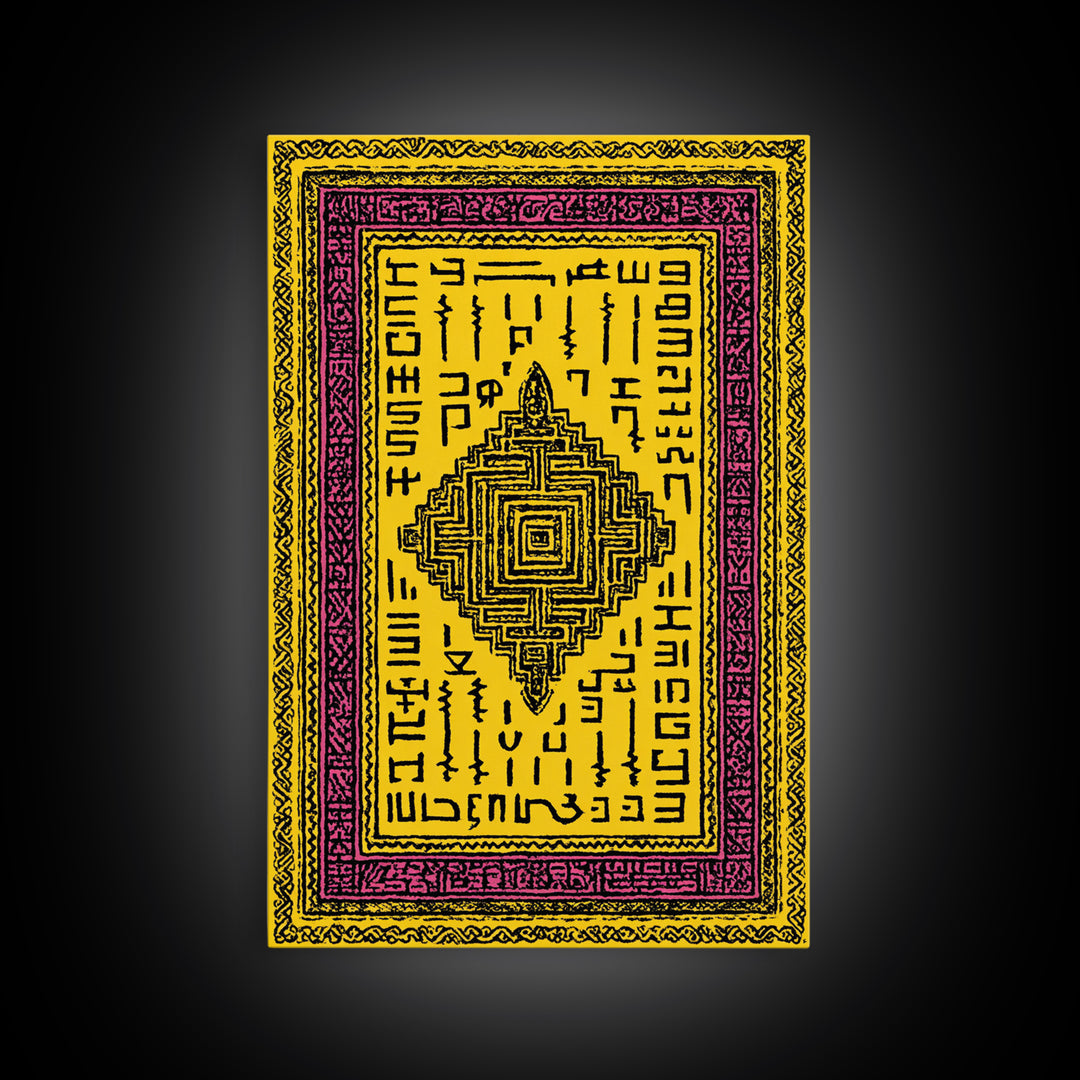 Yellow Magenta Tribal Textile Canvas Print, African Patterns Wall Art, Boho Ethnic Decor, Cultural Art Print For Home Decor Gift