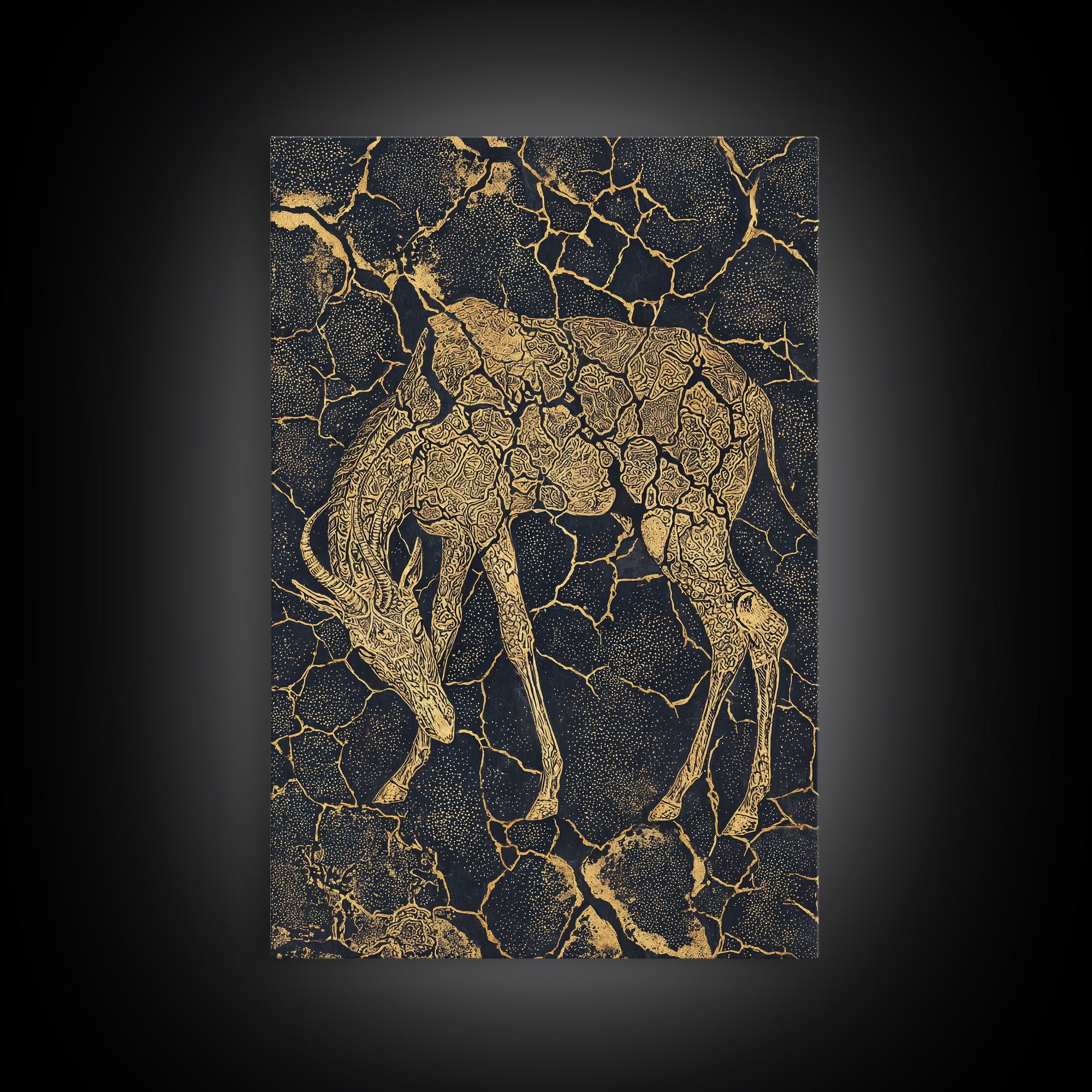 Ornate Gold Giraffe Canvas Print, African Animal Art, Black And Gold Art, Safari Decor, Luxury Living Room Wall Decor Gift