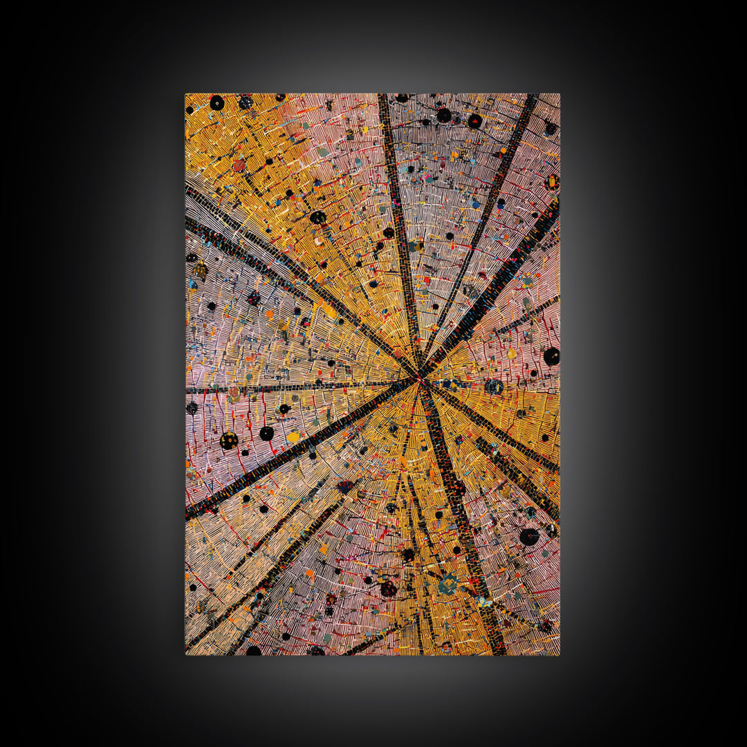 Radiant Orange Tribal Starburst Abstract Wall Art, African Pattern Print, Geometric Afrocentric Decor, Bold Canvas Artwork