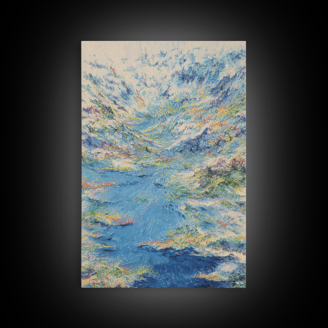 Dreamy Blue Coastal Seascape Canvas Print, Modern African Inspired Art, Ocean Landscape Wall Decor, Serene Gallery Artwork